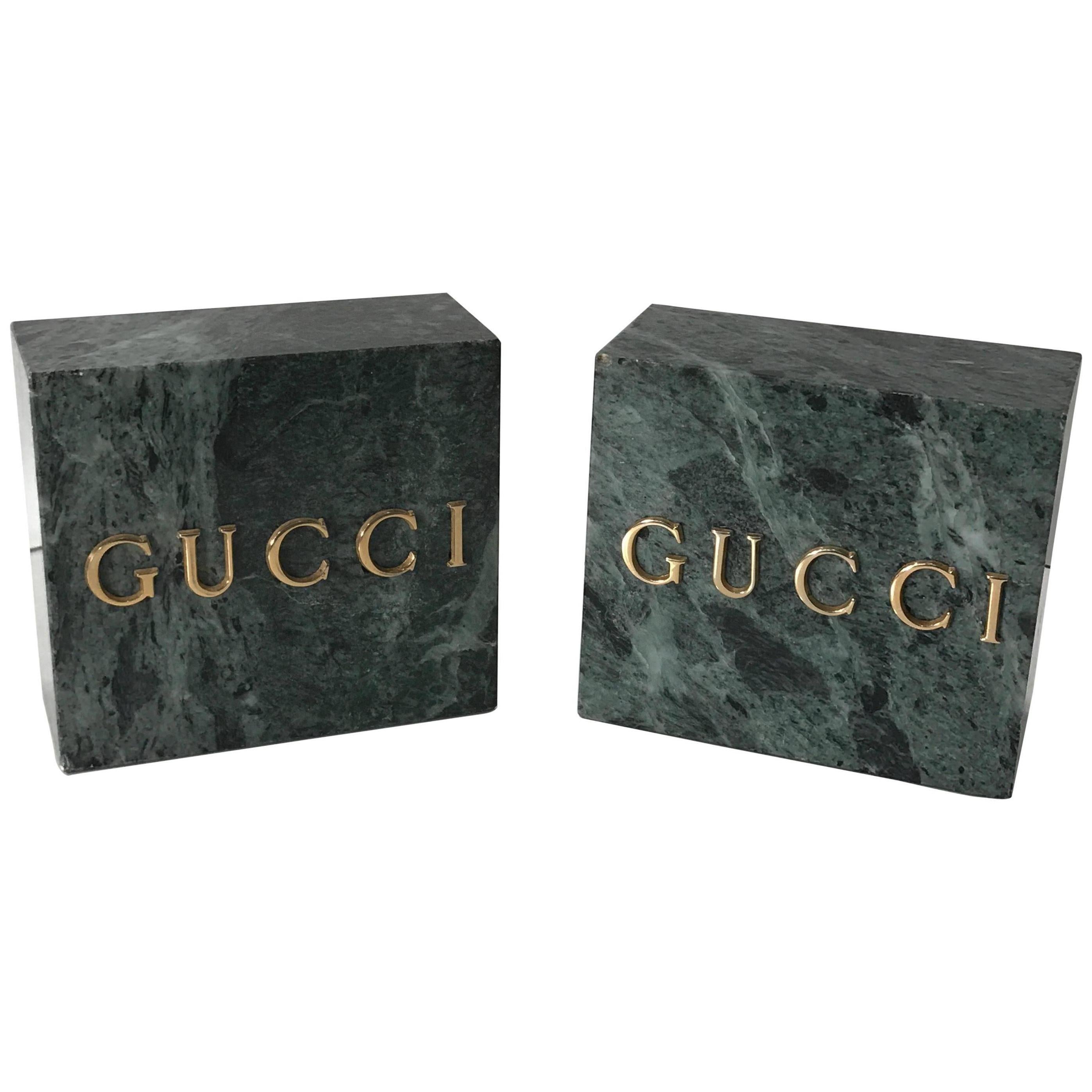 Pair of Gucci Verdigris Marble Bookends