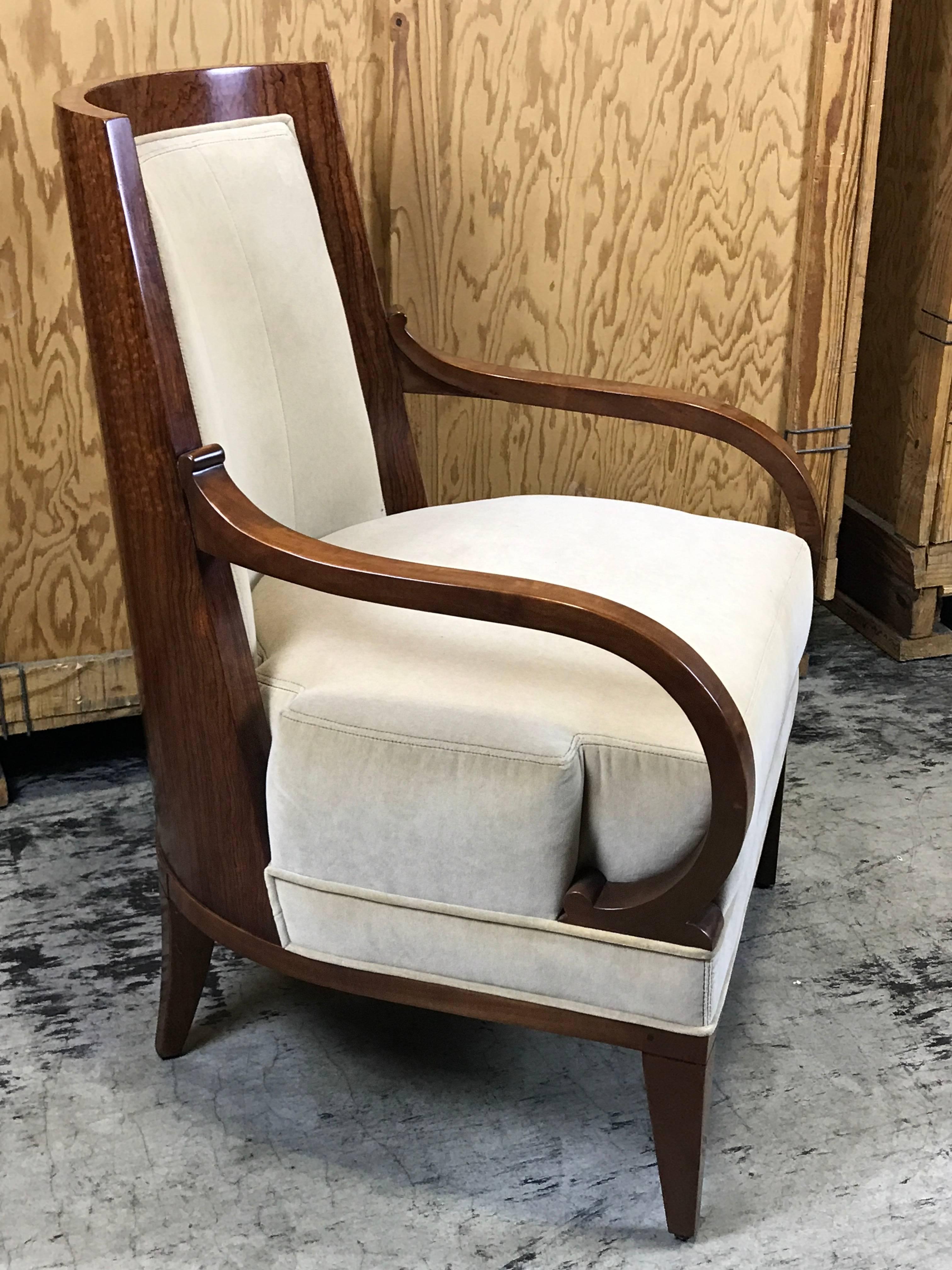 Andre Arbus edition barrel back club chair, by William Switzer, Licensed Re- Edition of a masterwork, handmade in 2006. The chair is stamped and in excellent condition.
