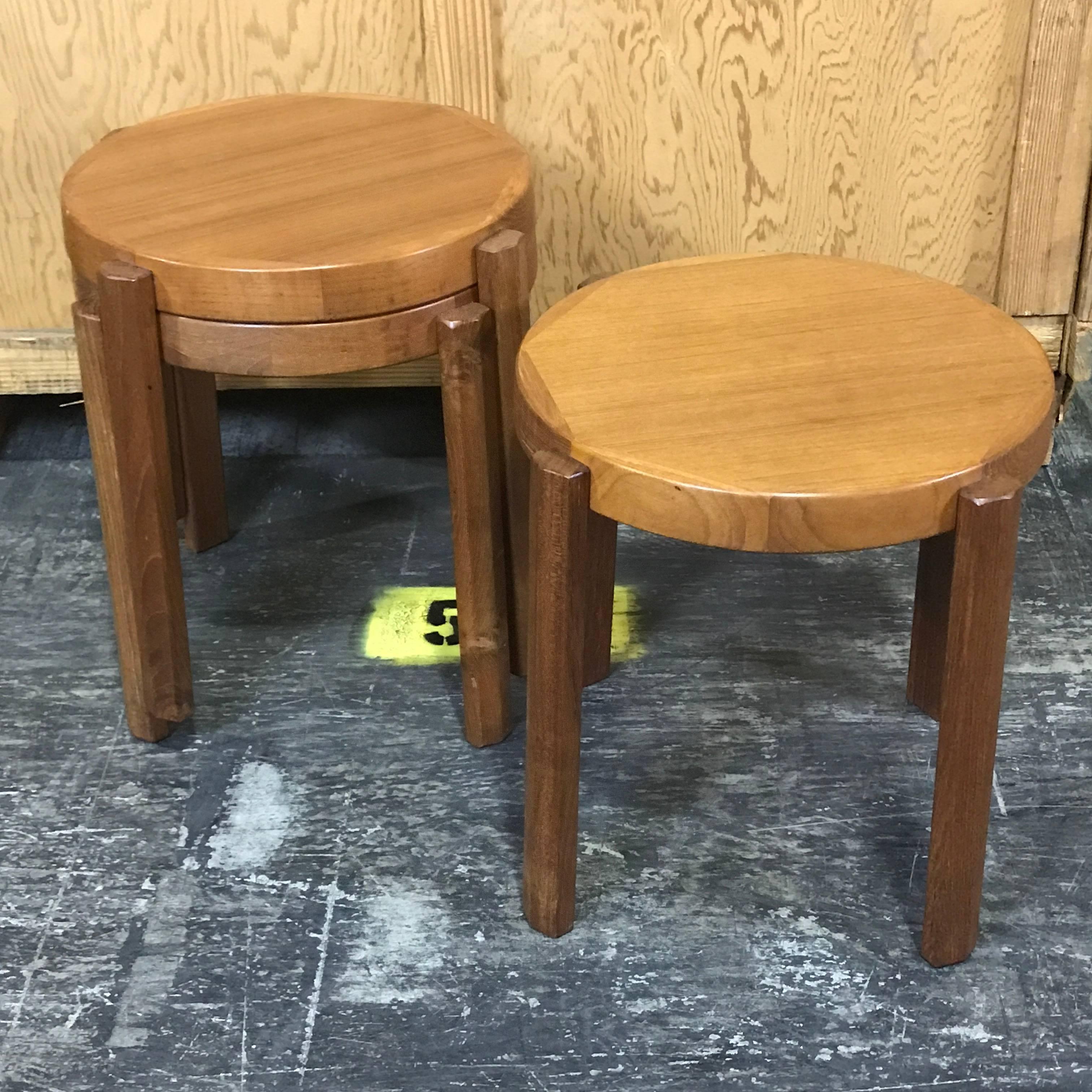 Mid-20th Century Great Set of Chunky Danish Modern Stacking Circular Tables or Stools
