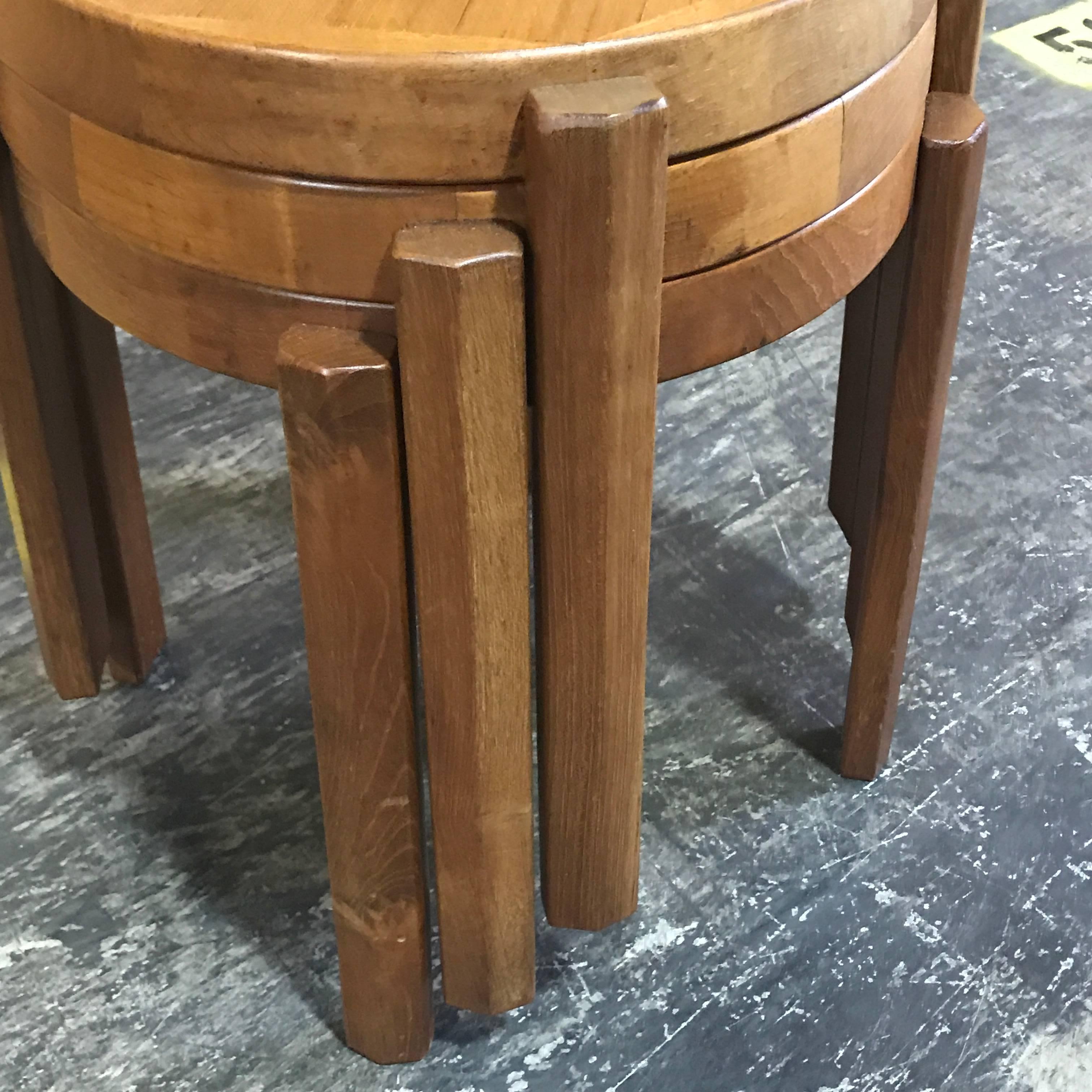 Great Set of Chunky Danish Modern Stacking Circular Tables or Stools In Excellent Condition In West Palm Beach, FL
