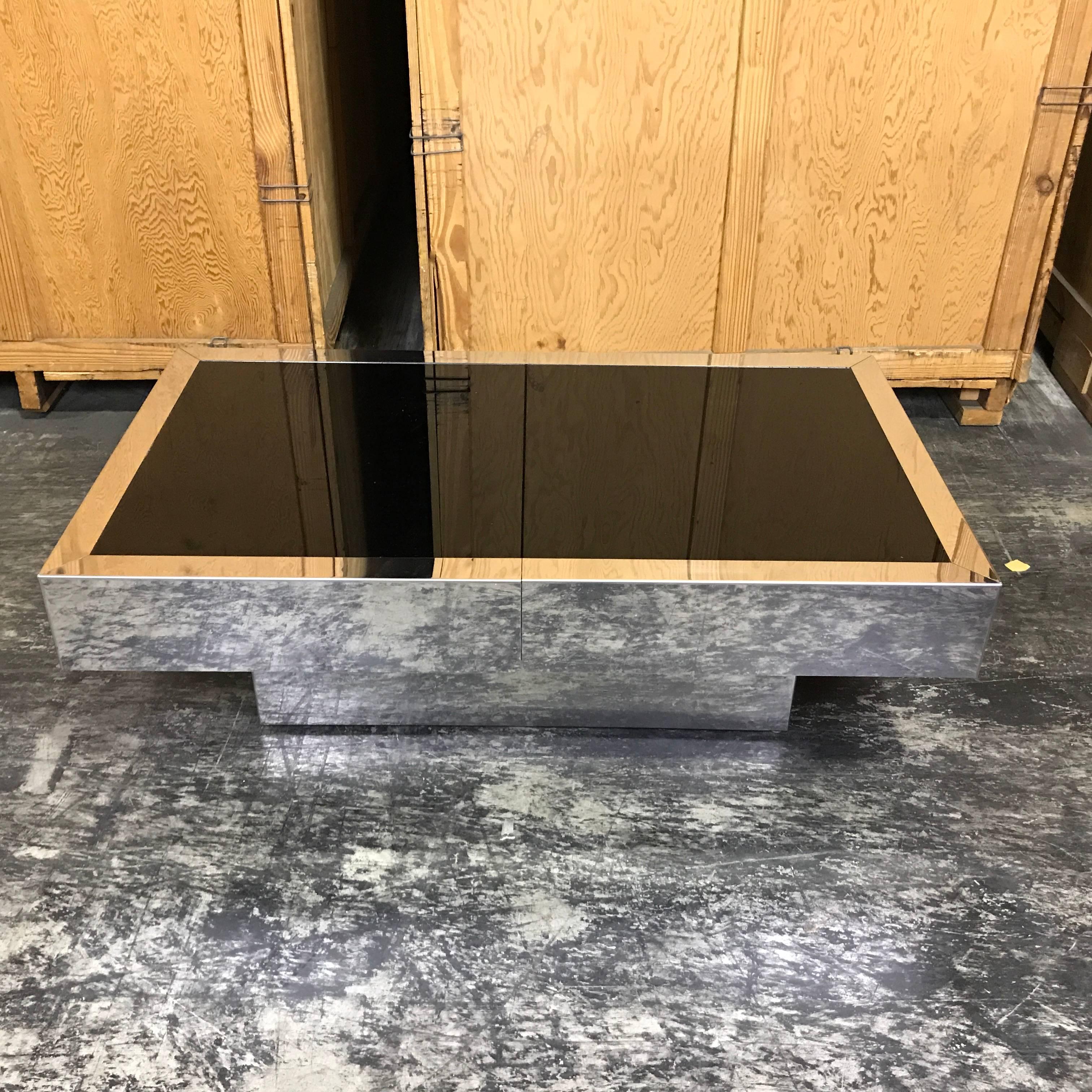 Mid-Century Modern Willy Rizzo Expandable Coffee Table Dry Bar