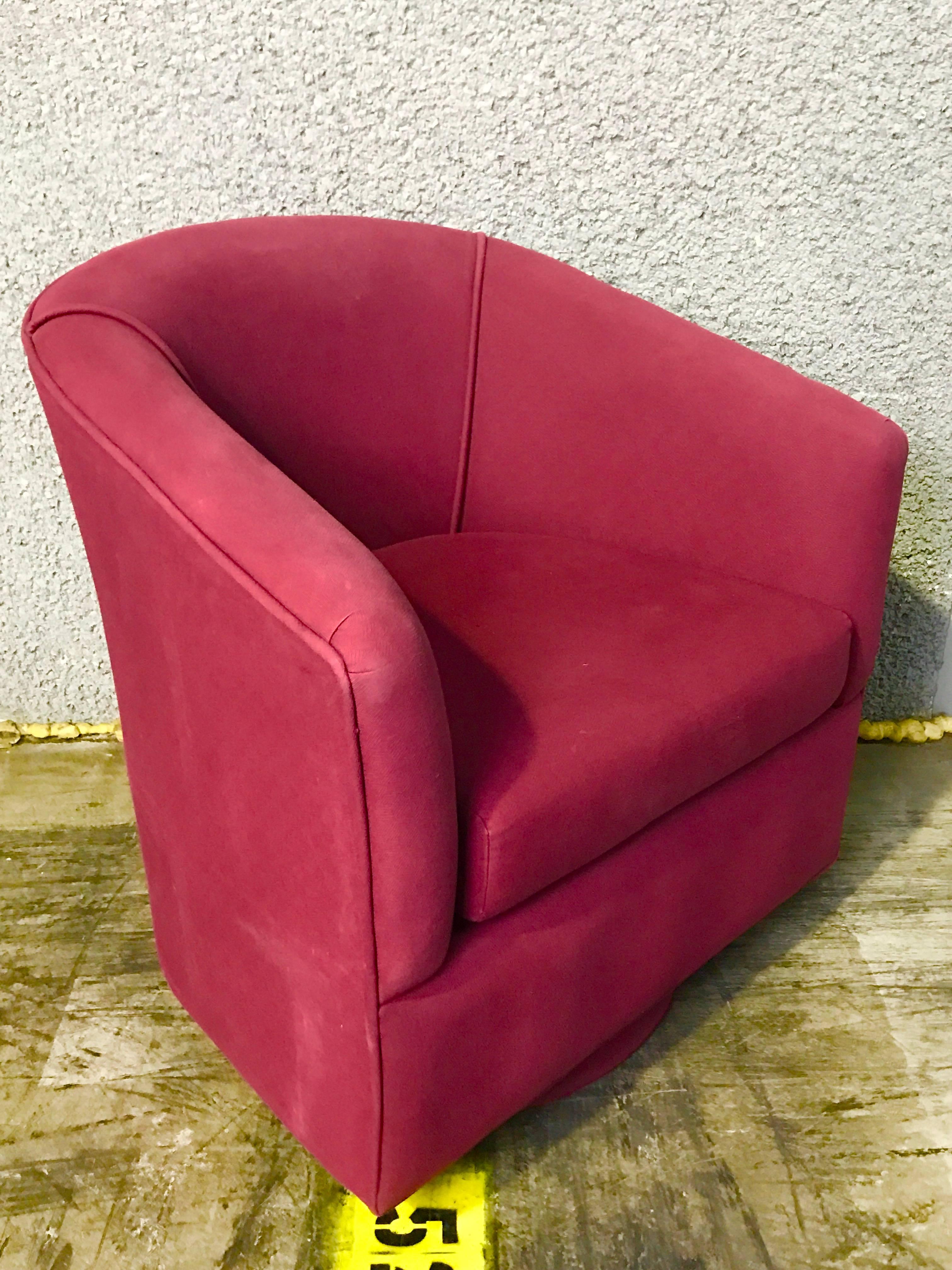 Mid-Century Modern Pair of Milo Baughman Style Swivel Chairs, Ready for Upholstery