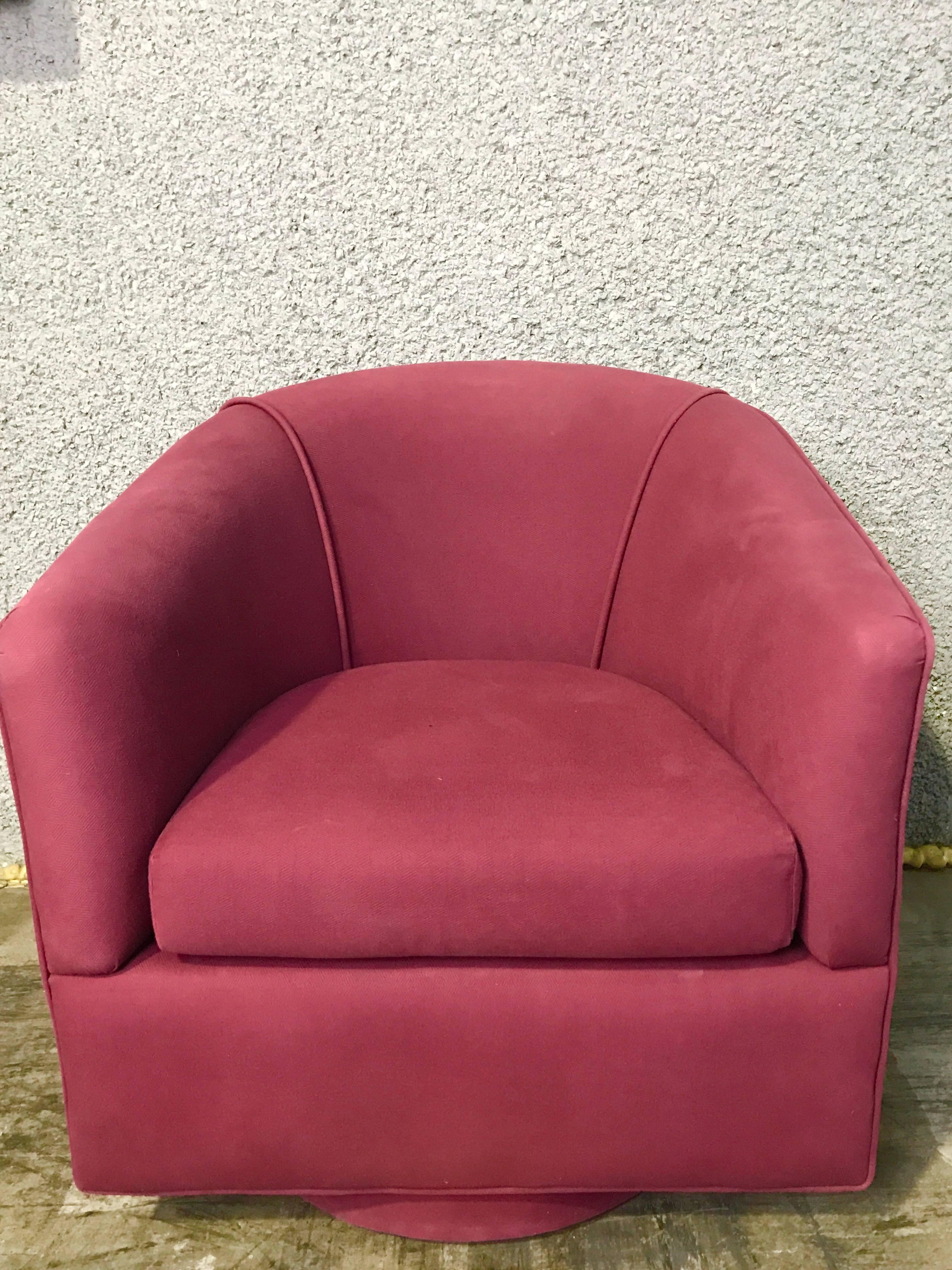 Late 20th Century Pair of Milo Baughman Style Swivel Chairs, Ready for Upholstery