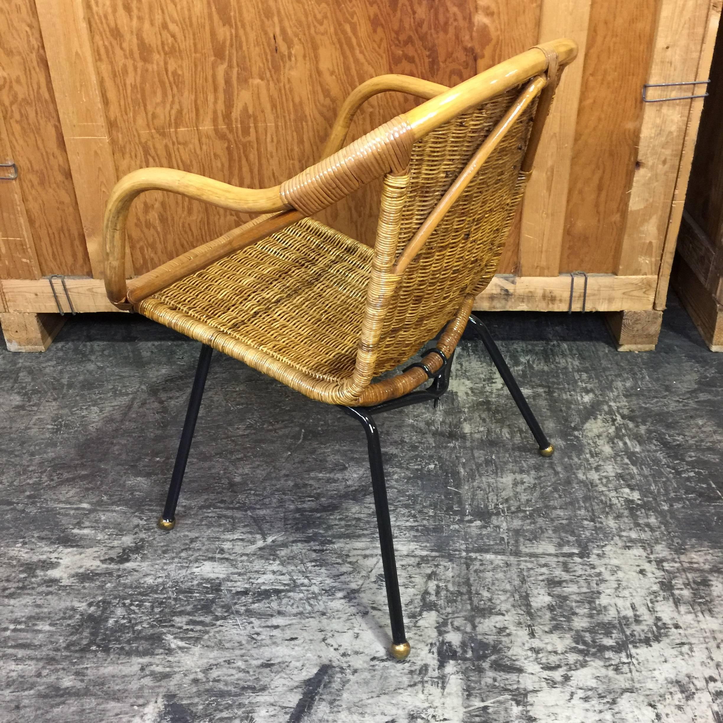 mid century rattan chair