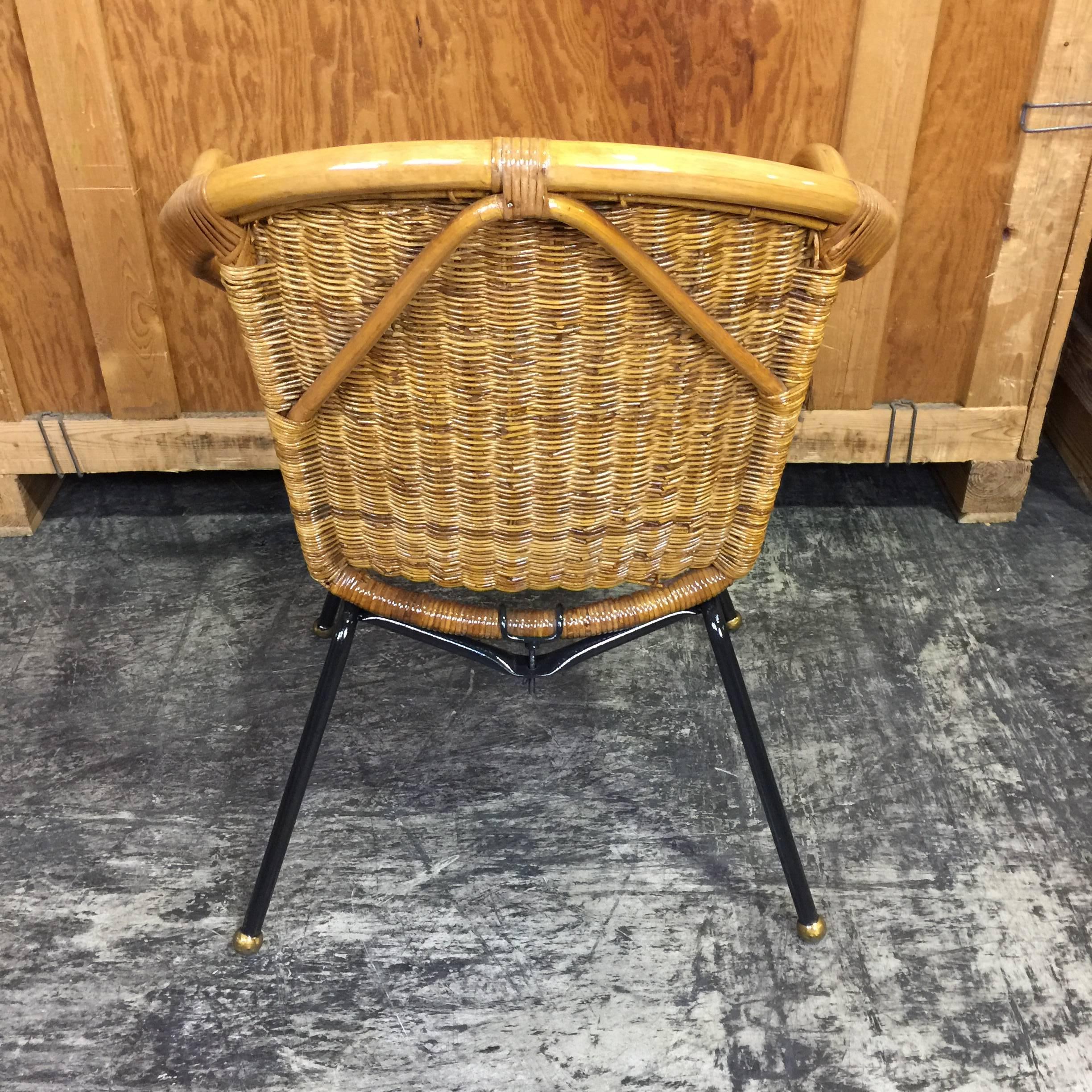 midcentury rattan chair