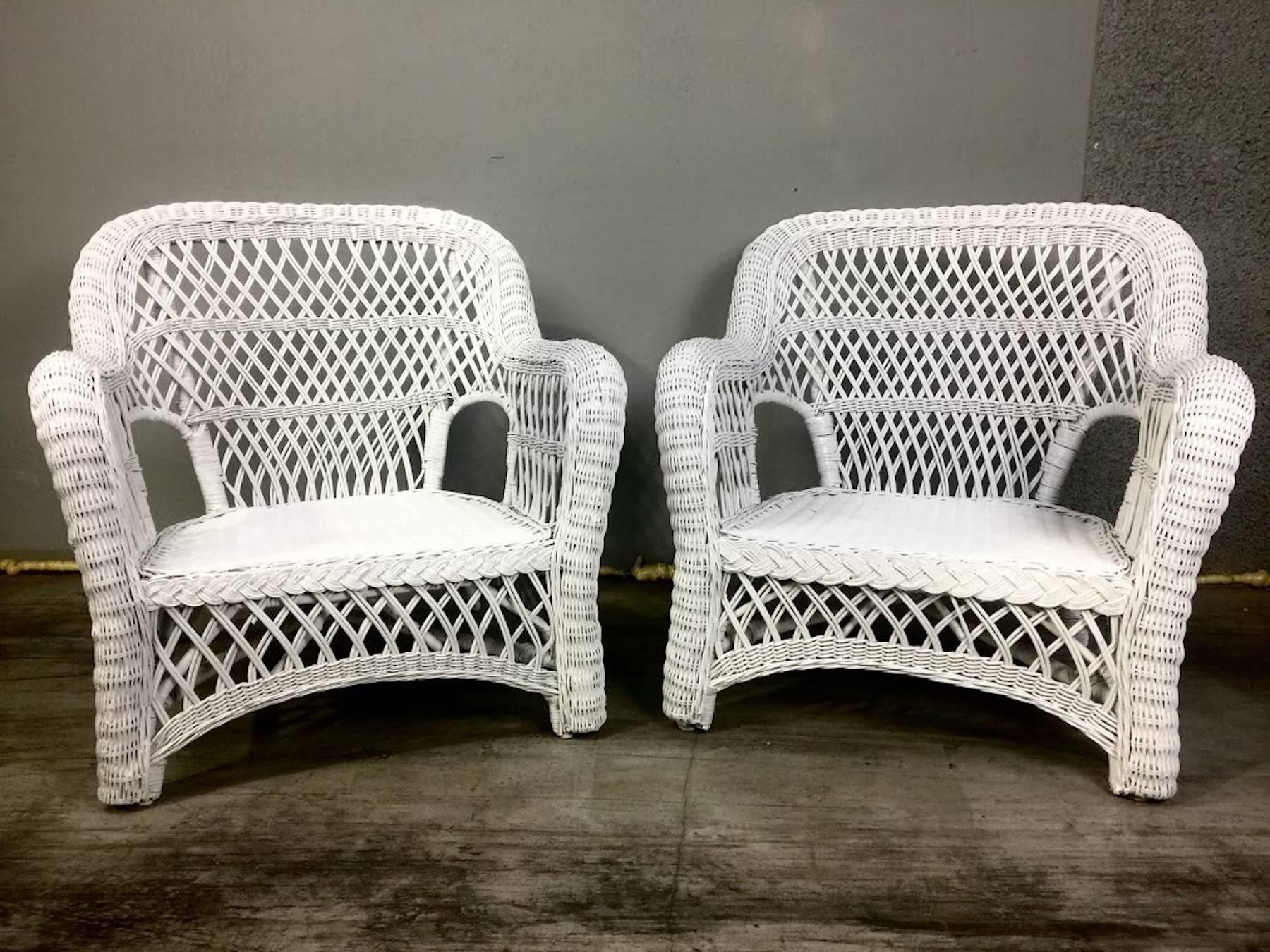 American Antique Bar Harbor Three-Piece Wicker Set, Restored