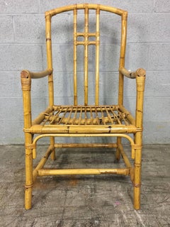 Set of Six Mid-Century Chinese Export Bamboo and Rattan Dining Chairs
