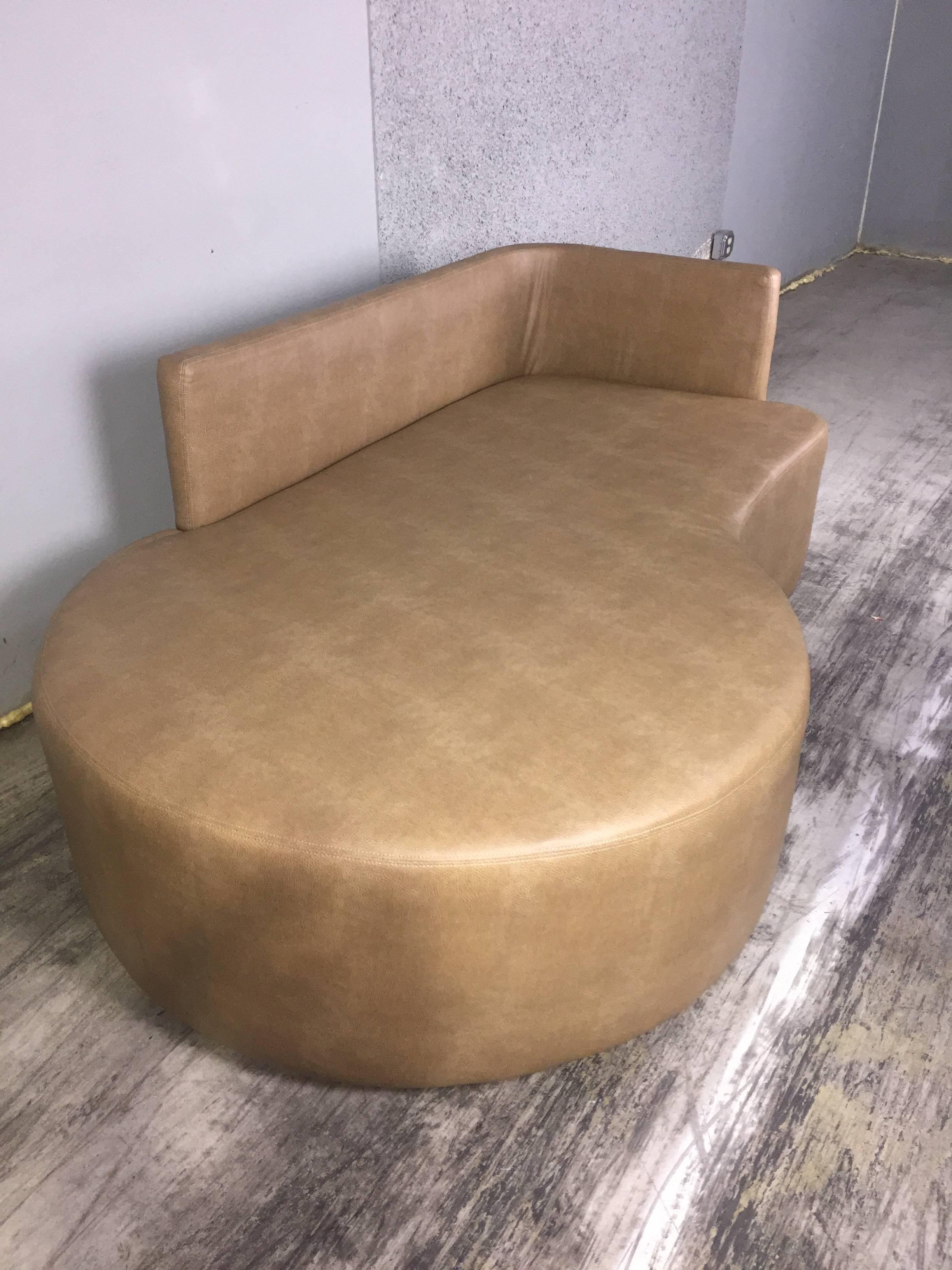 American Kagan Style Saddle Calfskin Leather Sofa