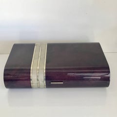 Huge Enrique Garcel Amethyst Goatskin and Silver Inlaid Bone Table Box