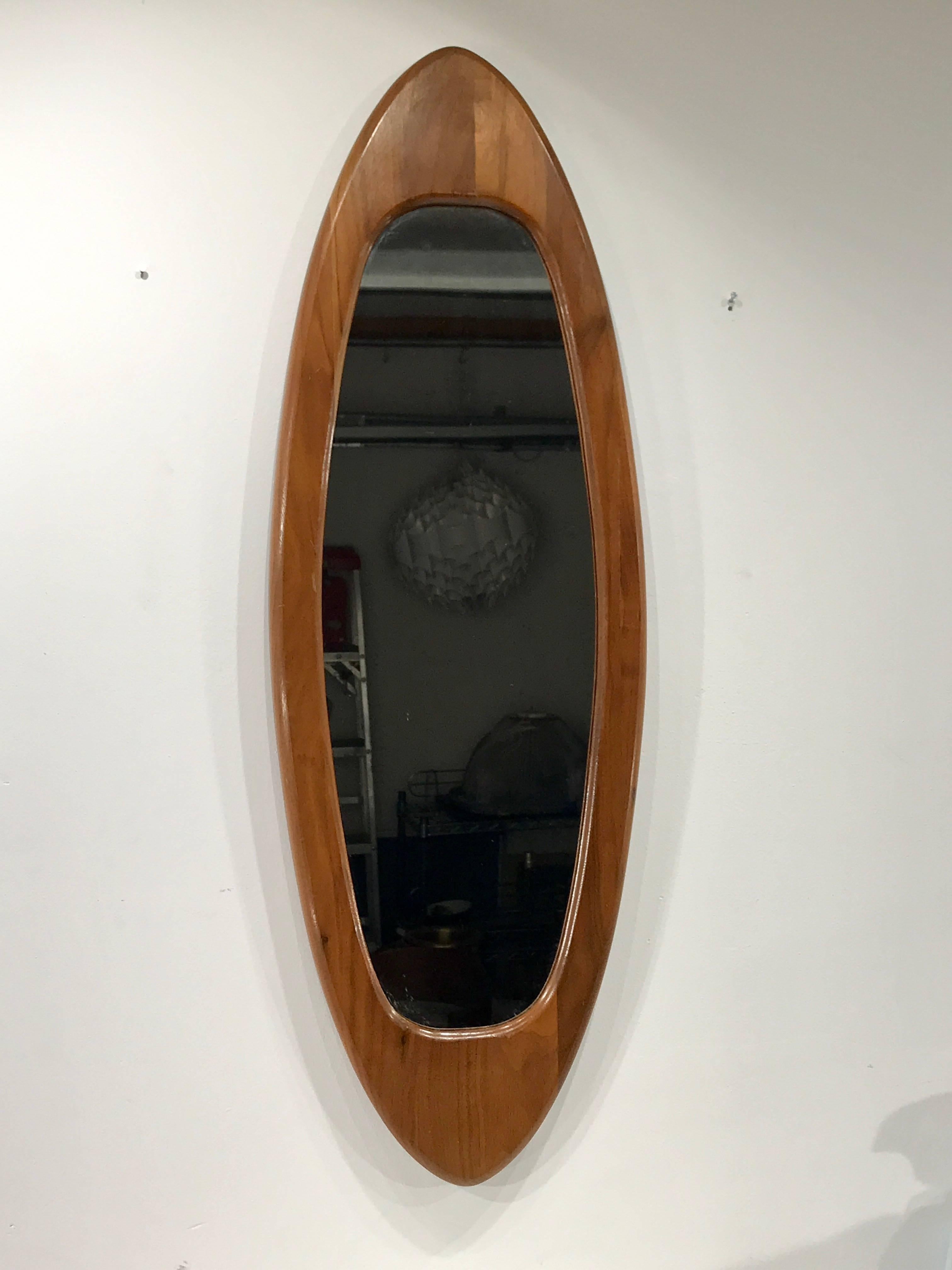 Danish Modern Teak Surfboard Three Piece Mirror Garniture In Good Condition In West Palm Beach, FL