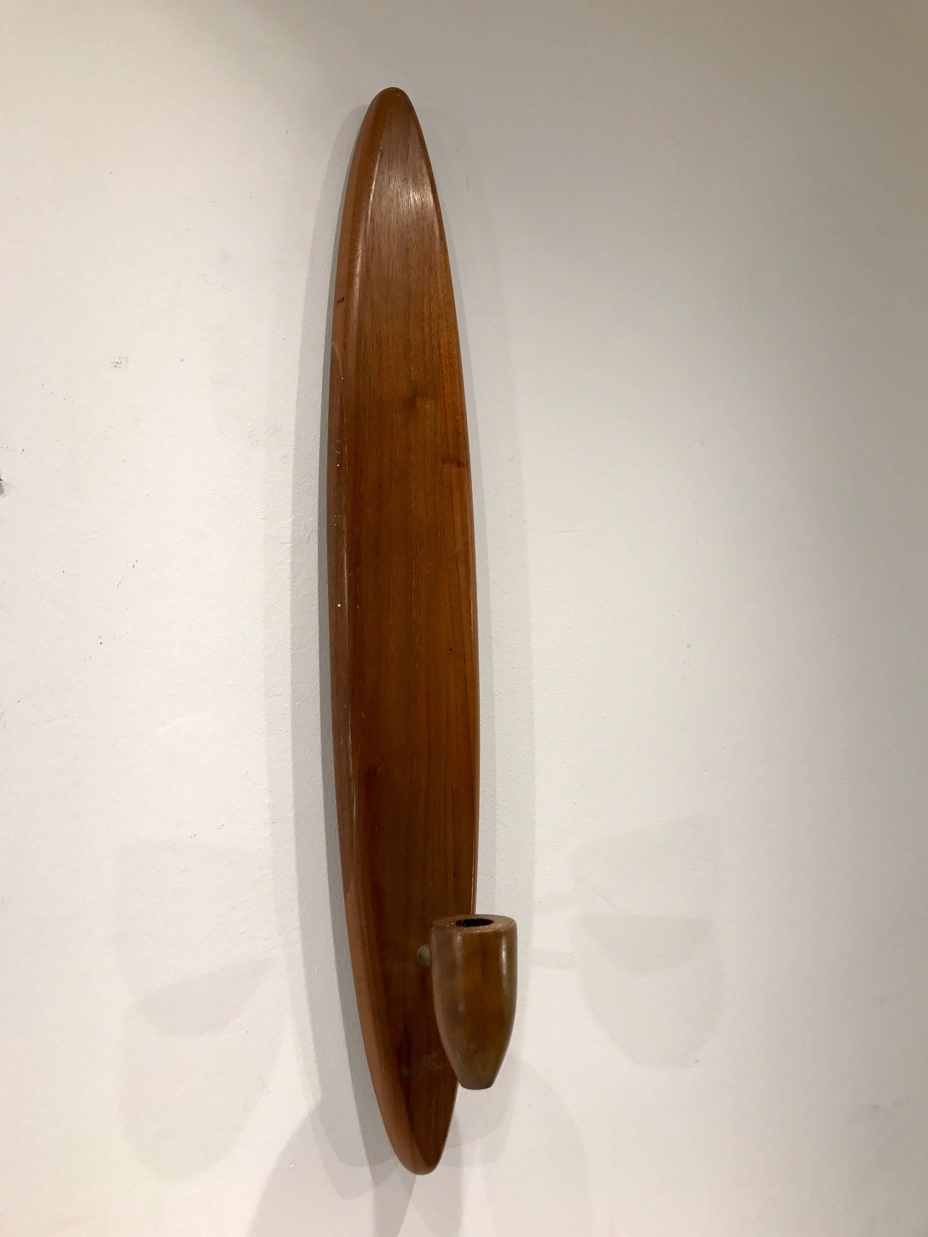 Mid-20th Century Danish Modern Teak Surfboard Three Piece Mirror Garniture