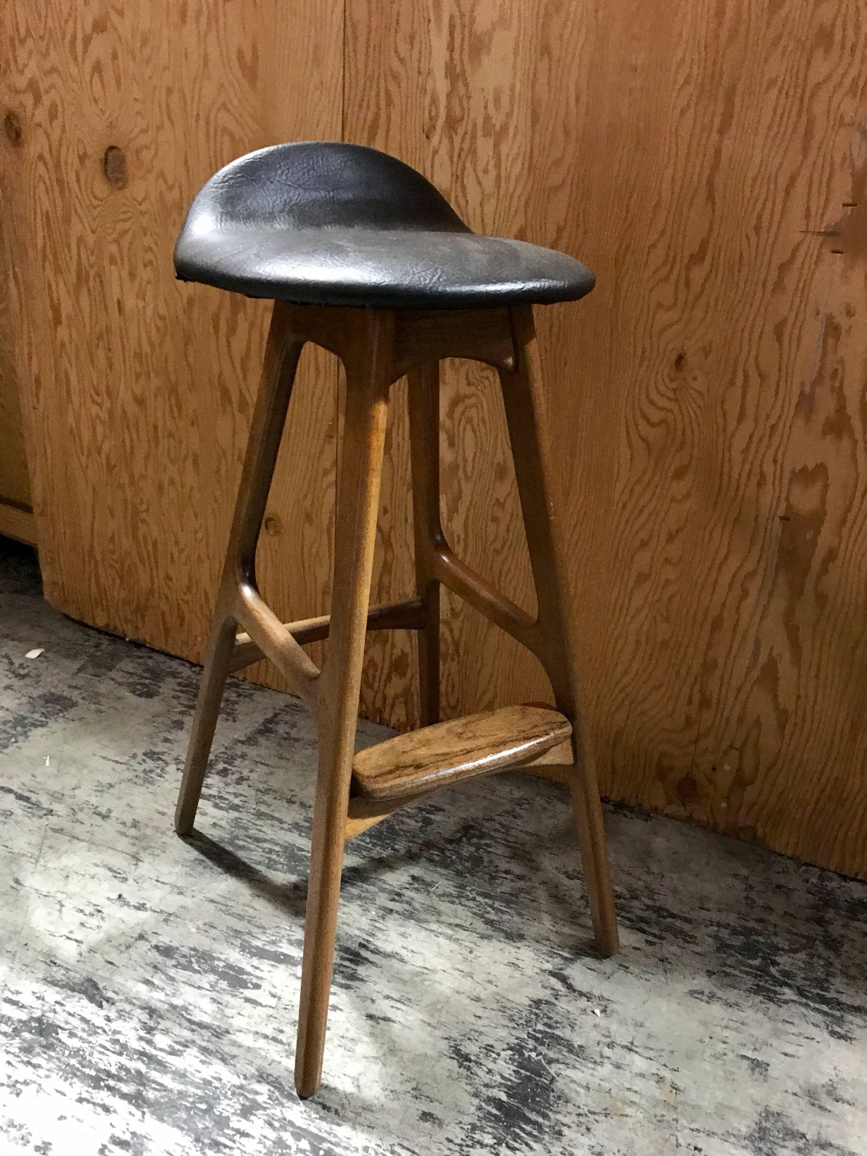 Mid-20th Century Pair of Erik Buch Barstools for O.D. Mobler
