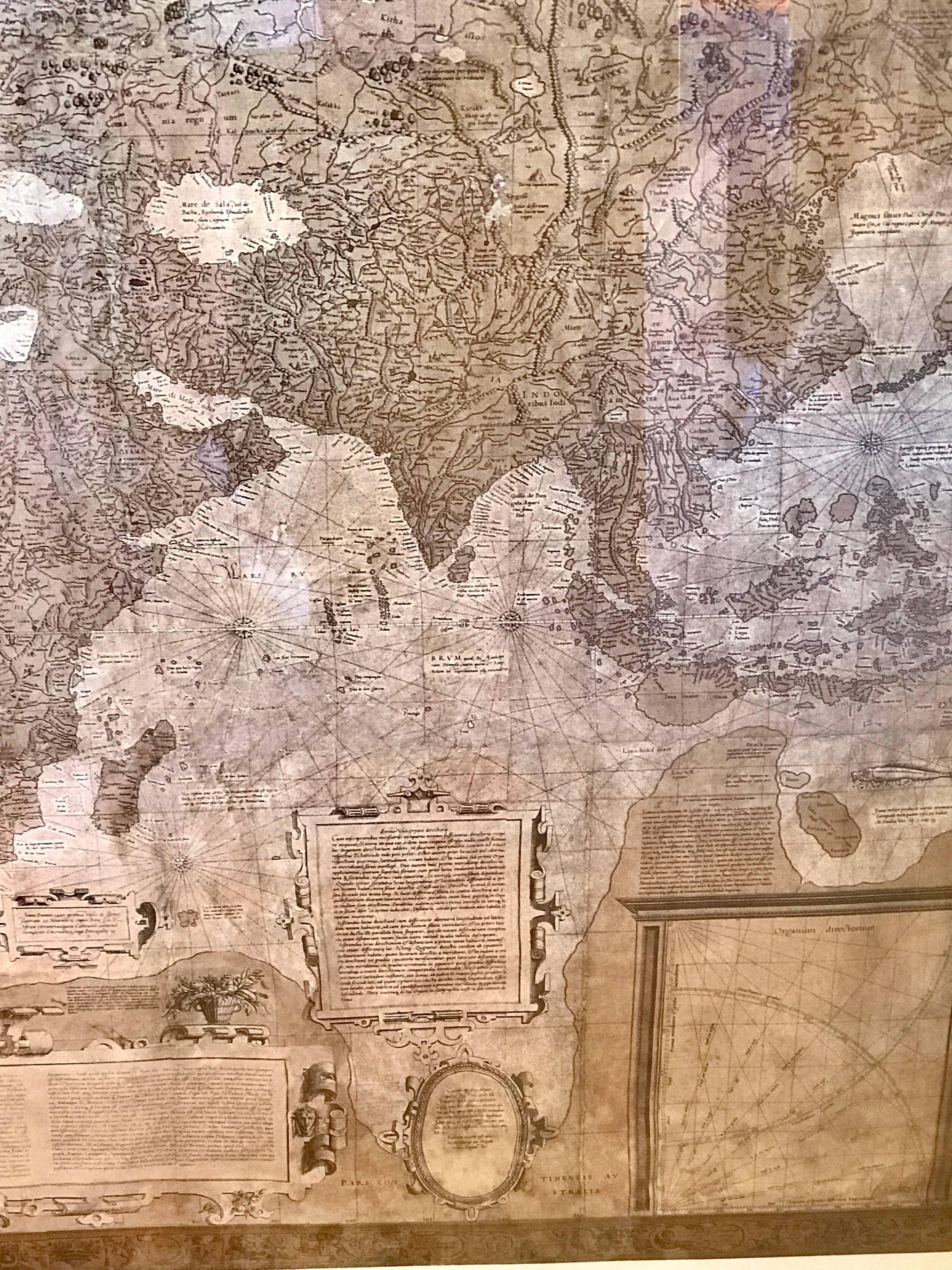Gilt Large-Scale Map of the World After Mercator, 1569, 20th Century Printing