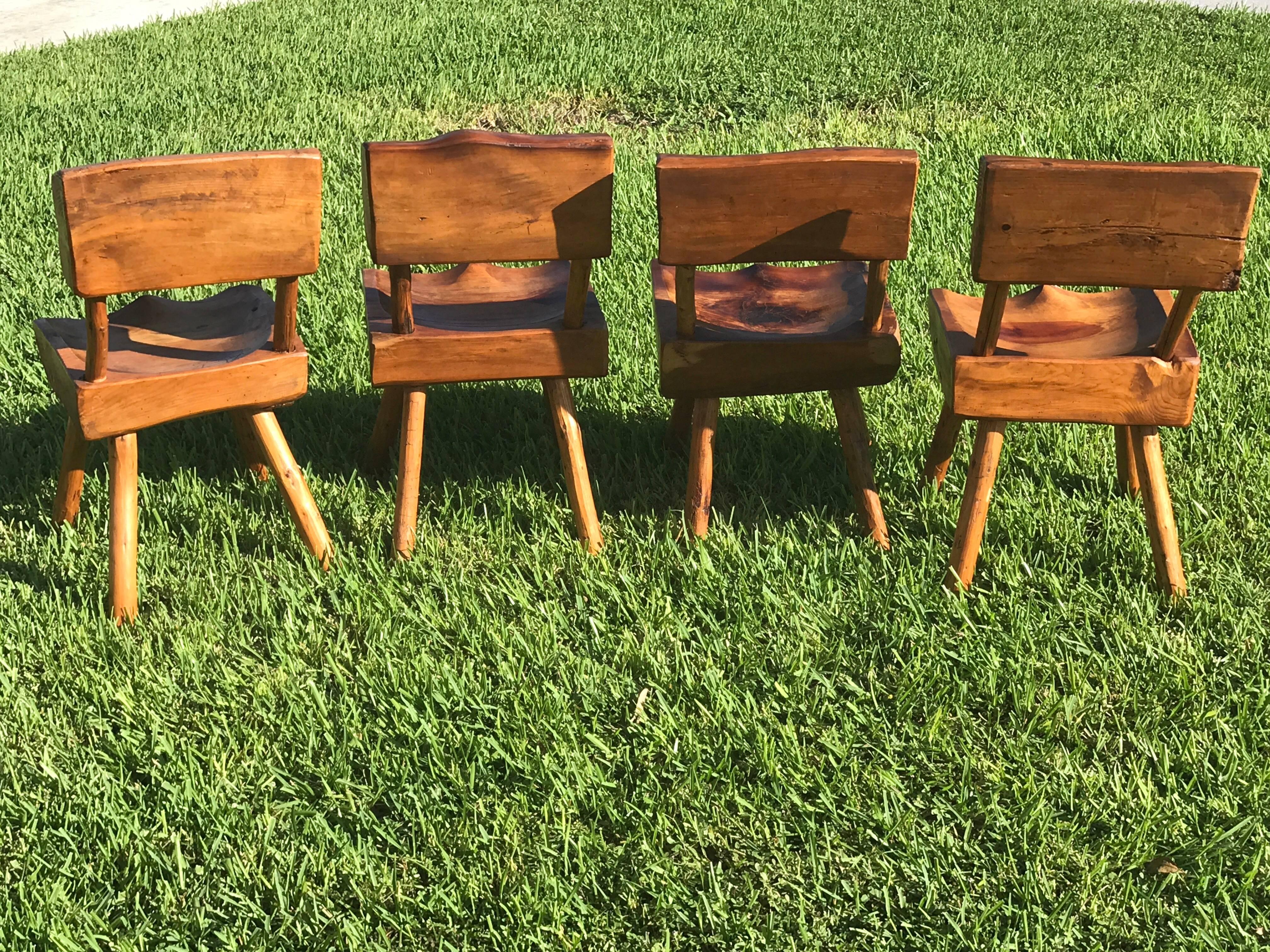 American Four Adirondack Carved Chairs