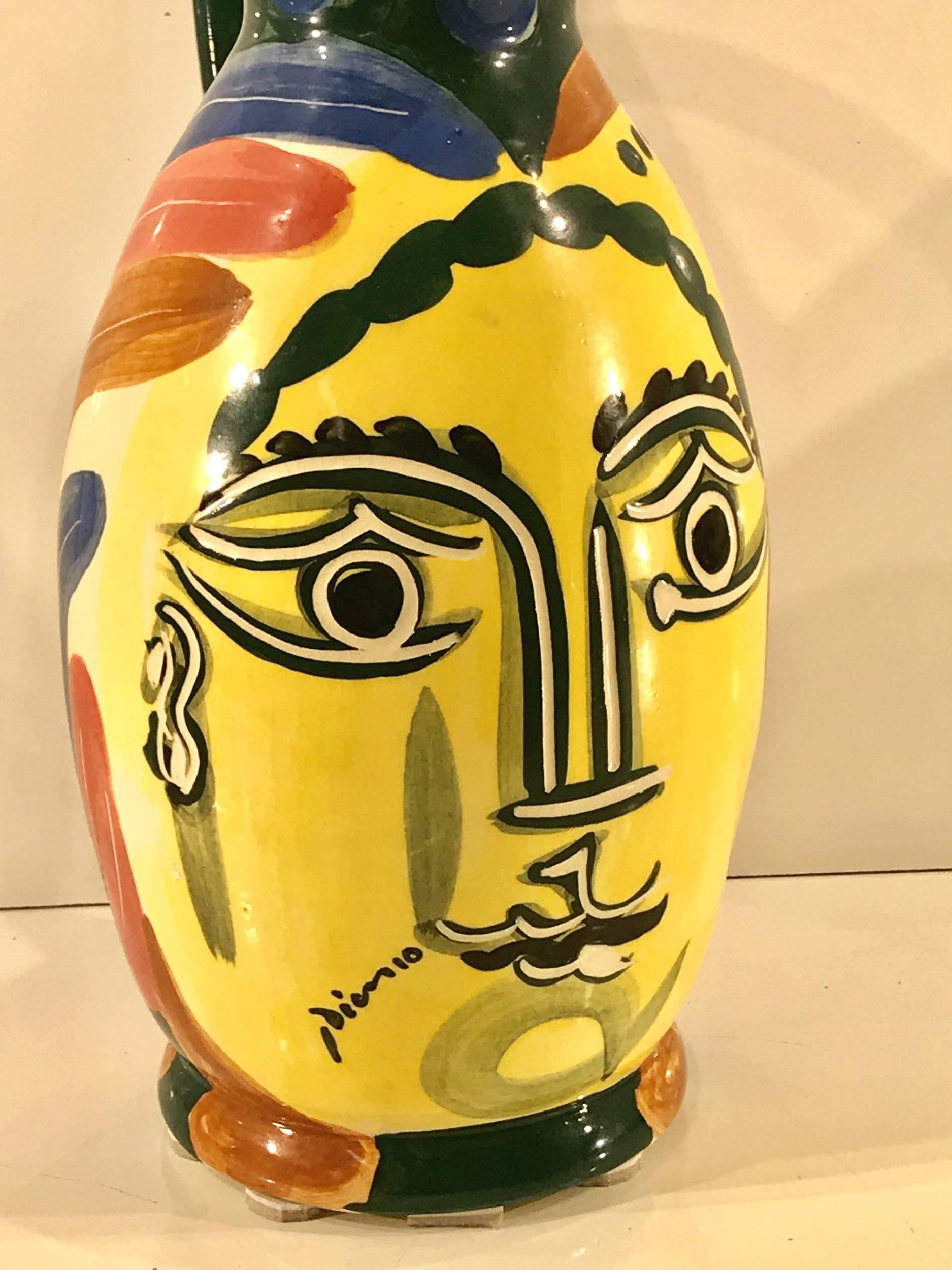 After Picasso 'Femme Du Barbu' Pottery Pitcher, Stamped Edition Picasso 2
