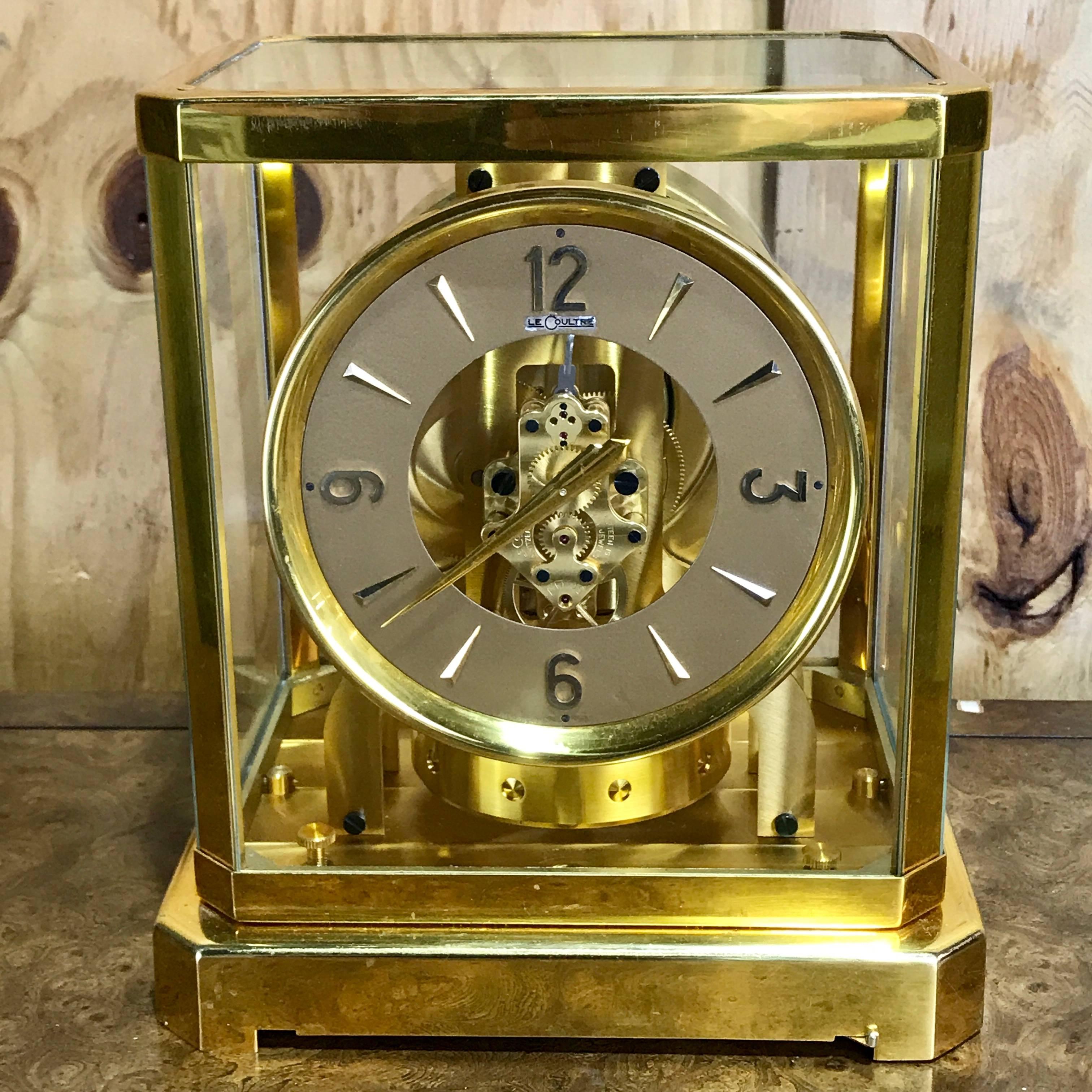 Midcentury LeCoultre Gold Atmos Clock In Excellent Condition In West Palm Beach, FL