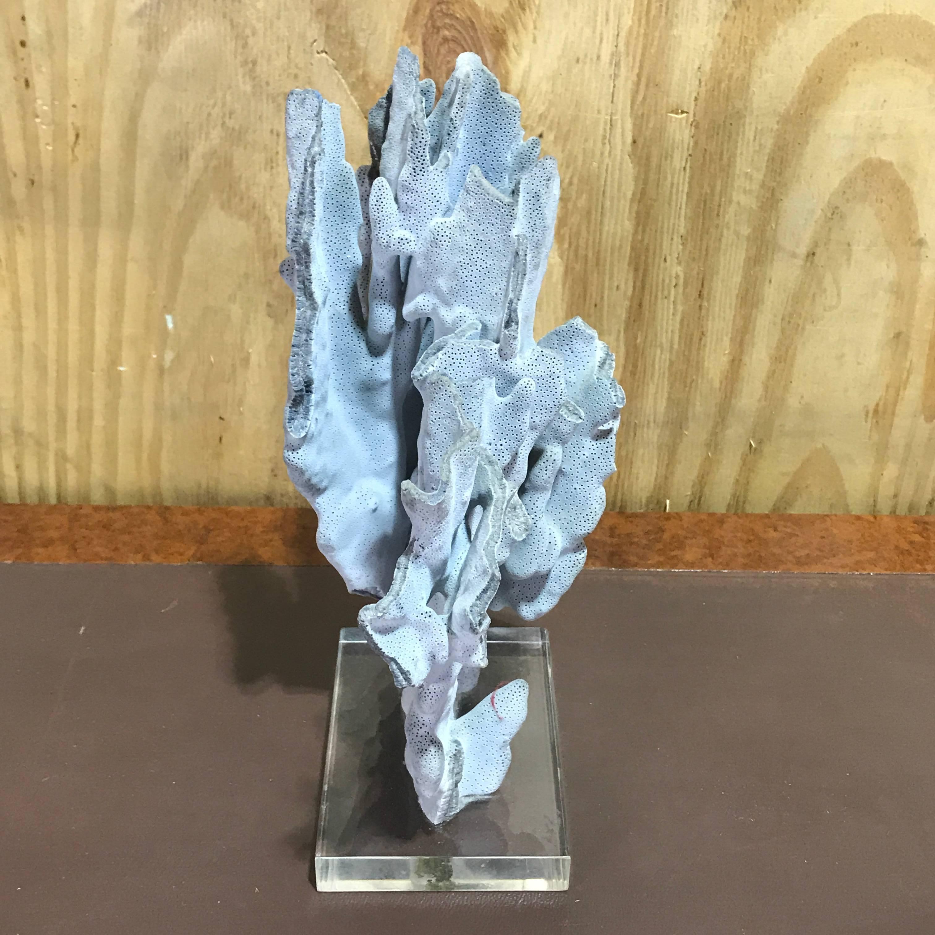 Midcentury Organic Blue Coral Sculpture 1