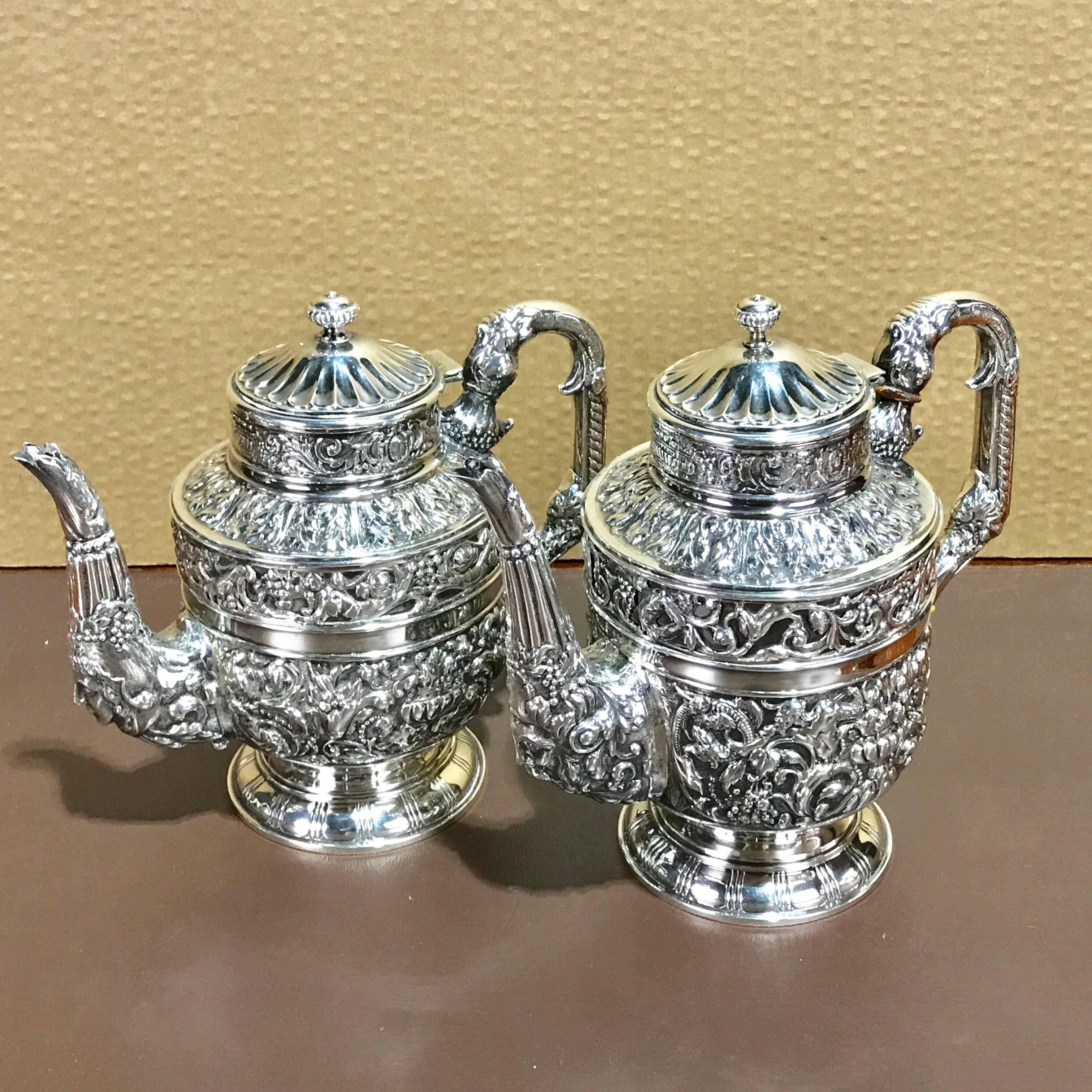 Renaissance Revival Massive Cellini Sterling Tea and Coffee Service