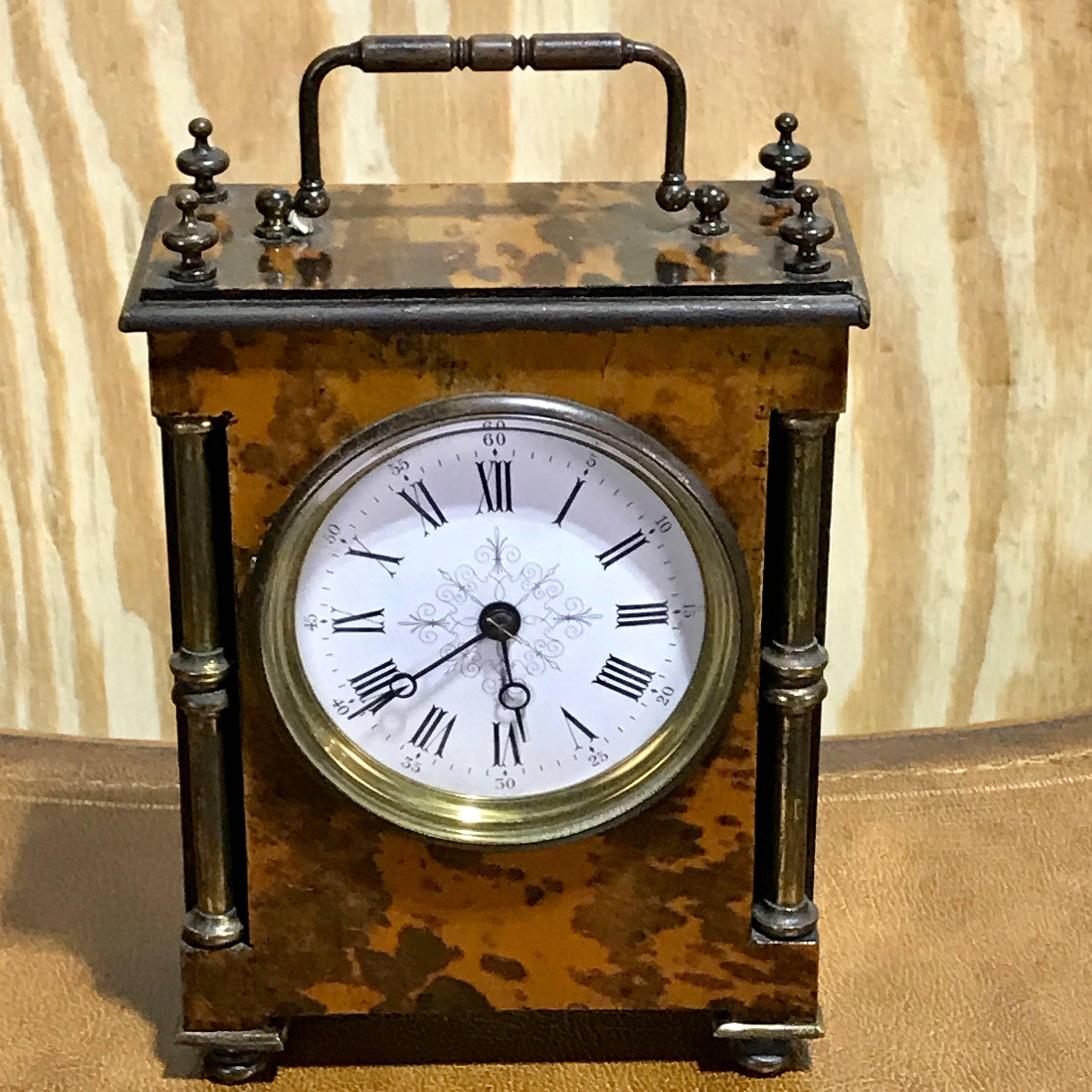Antique English Tortoiseshell Bracket Clock In Good Condition In West Palm Beach, FL
