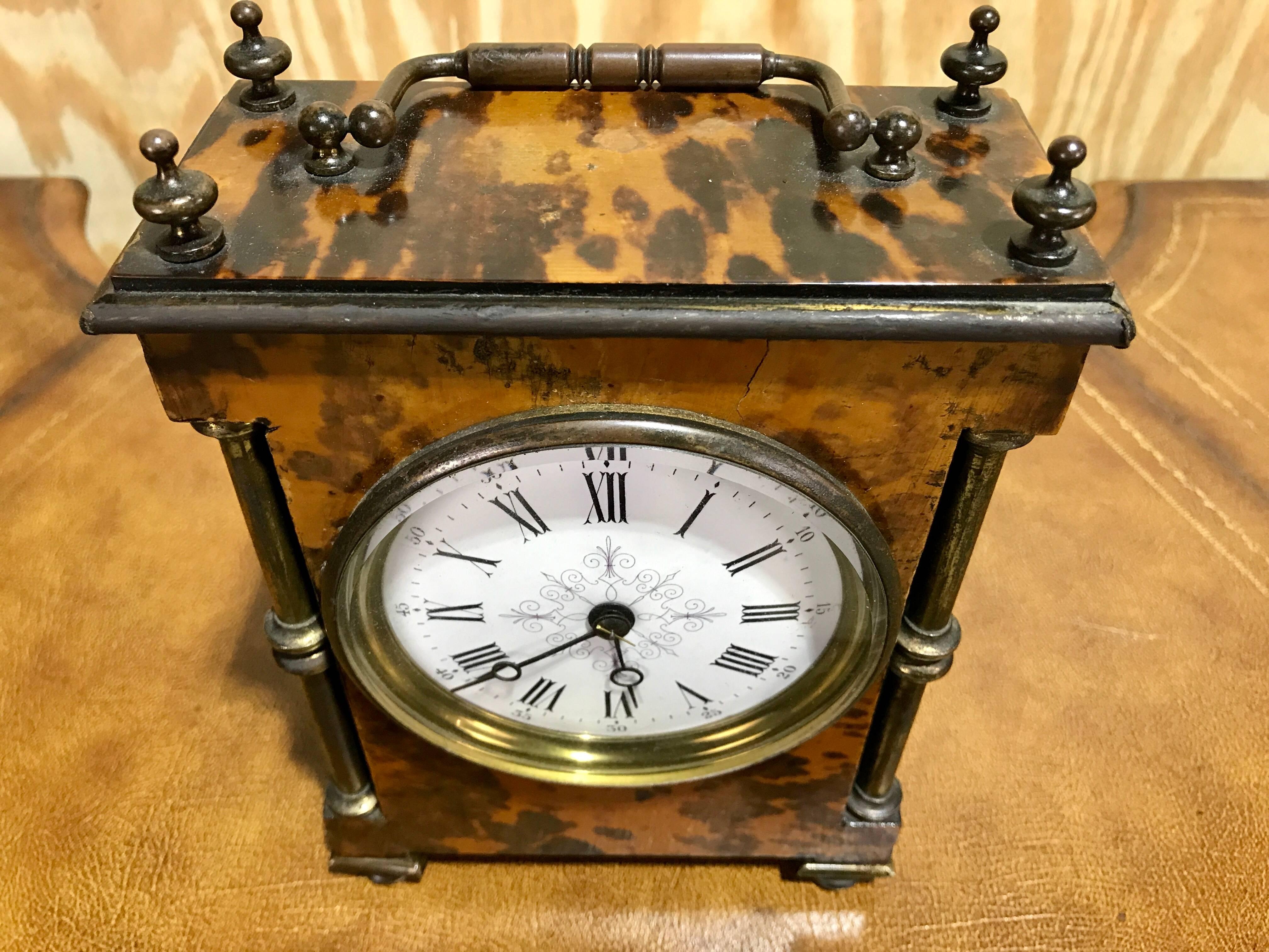 19th Century Antique English Tortoiseshell Bracket Clock