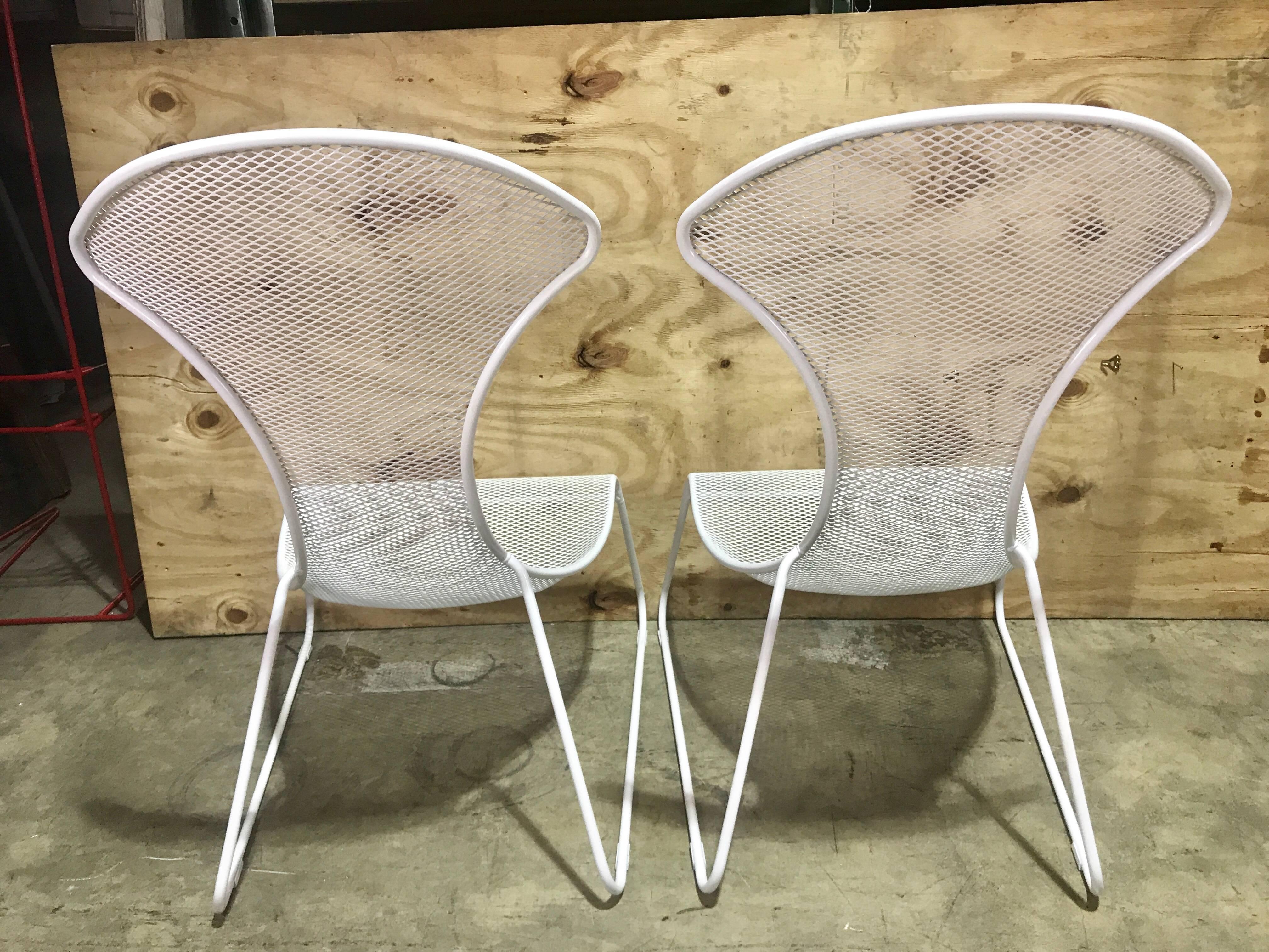 Painted Pair of Italian Modern Tapered Wrought Iron Lounge Chairs