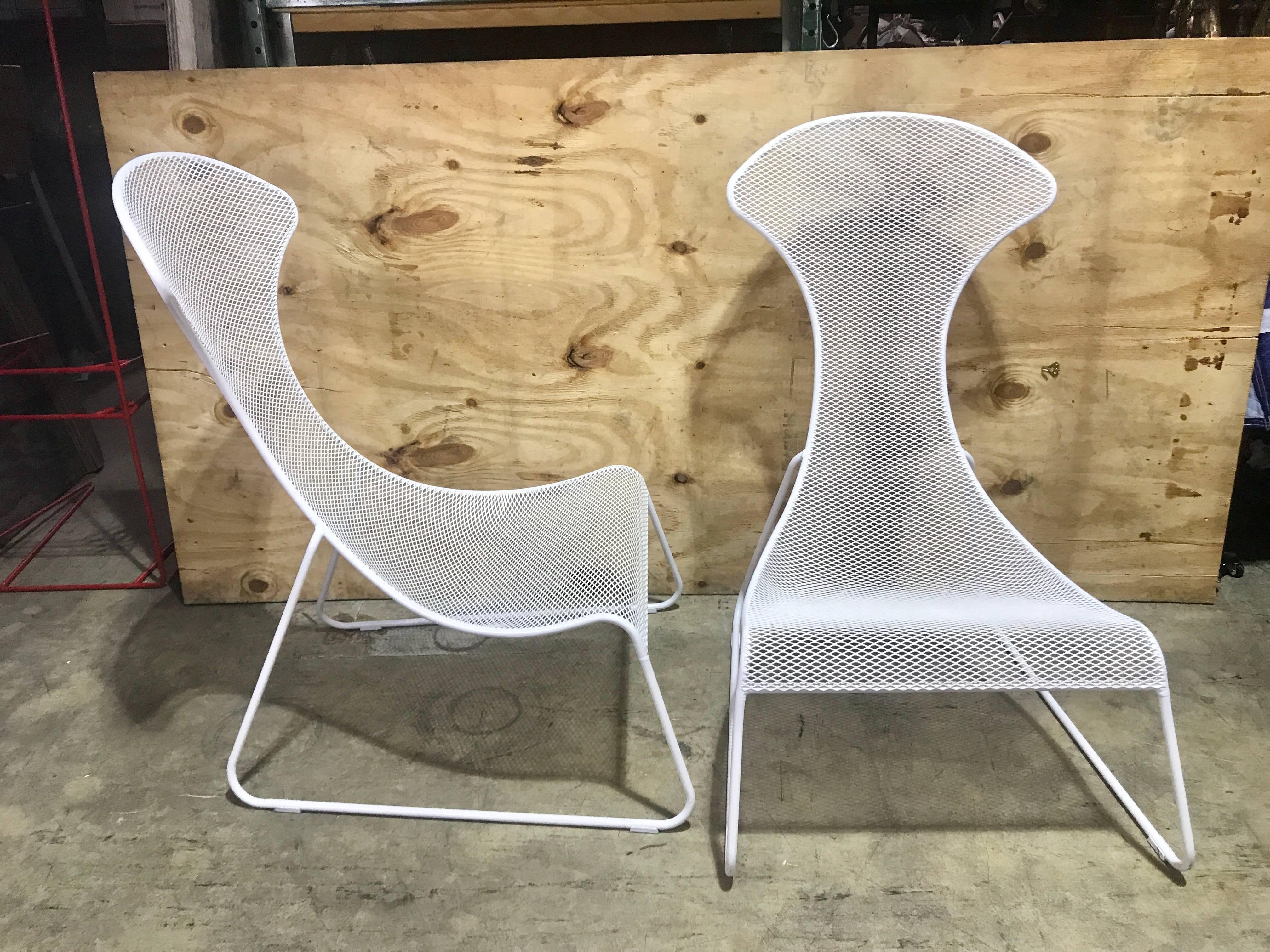 Mid-20th Century Pair of Italian Modern Tapered Wrought Iron Lounge Chairs