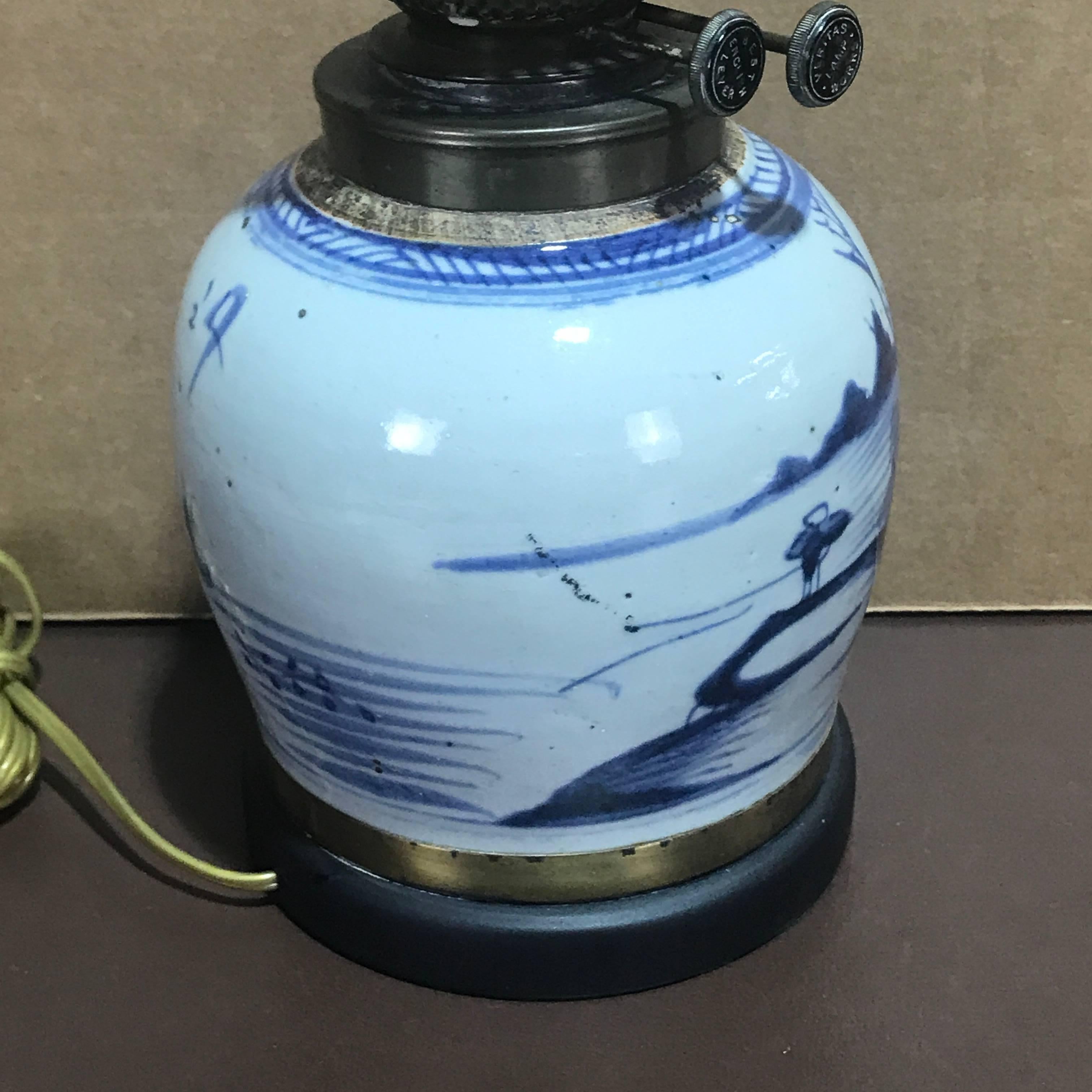 Chinese Canton Brass Mounted Vase, Now as a Lamp