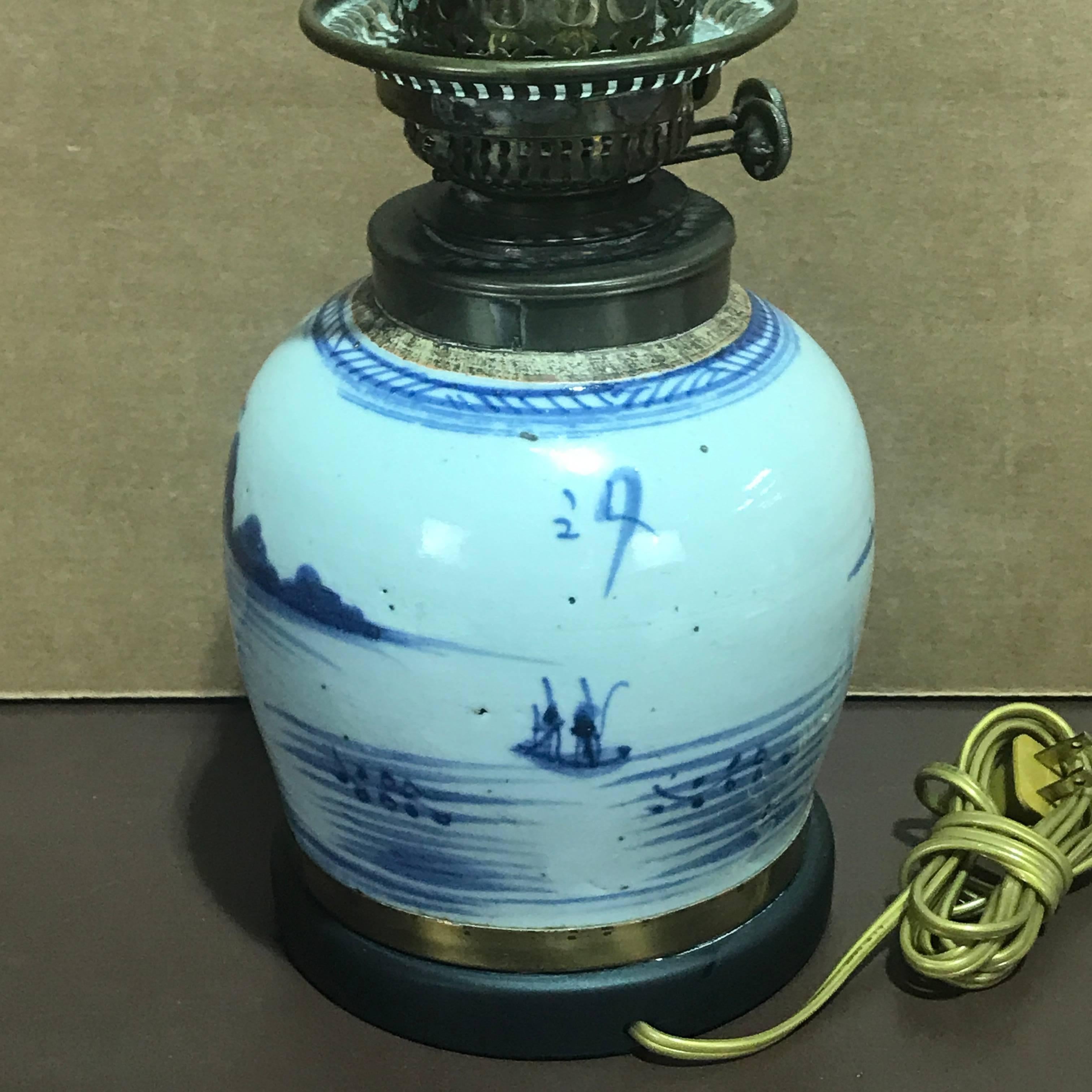 Canton Brass Mounted Vase, Now as a Lamp In Good Condition In West Palm Beach, FL