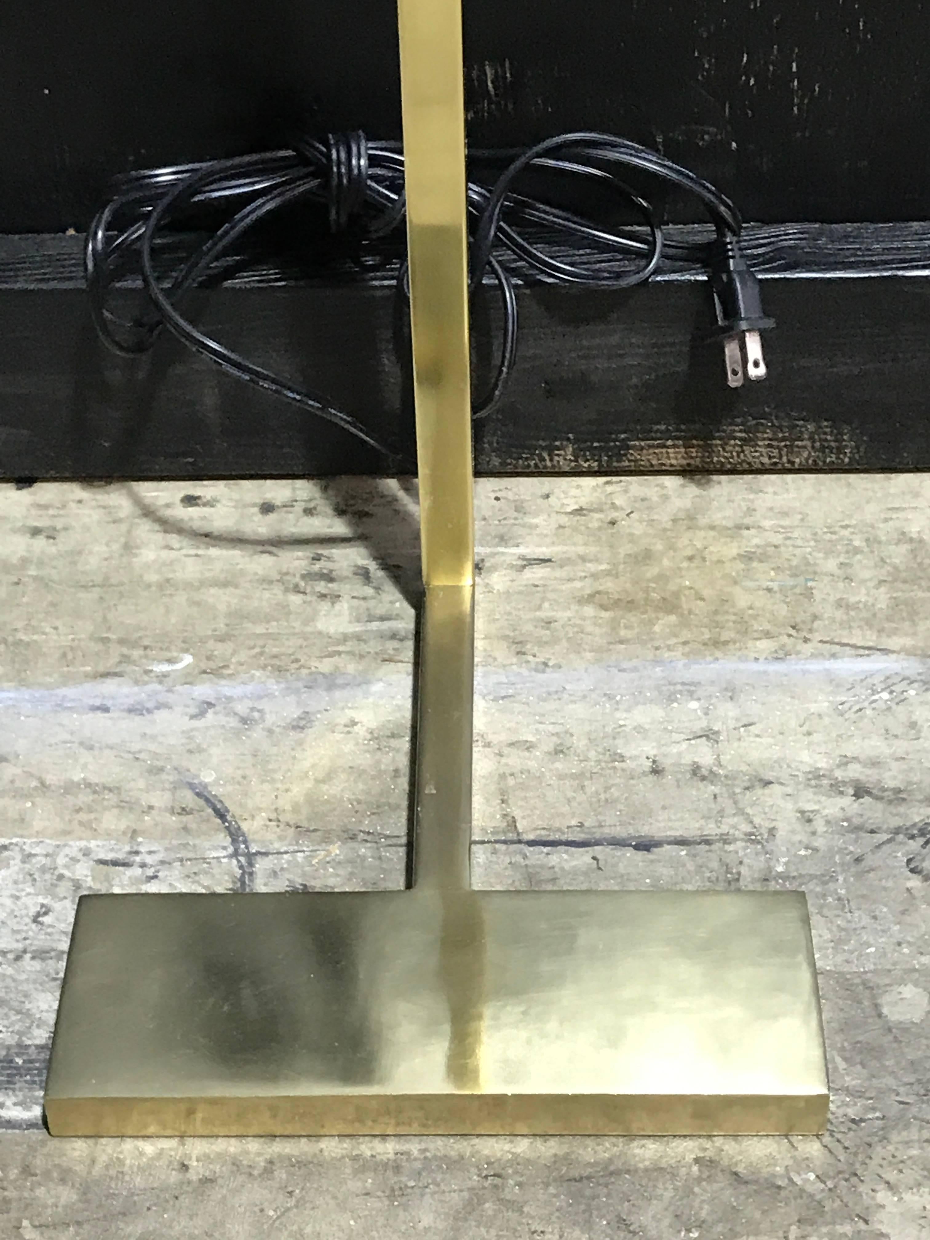 Pair of French Modern Brass Floor Lamps by Jacques Quinet For Sale 3