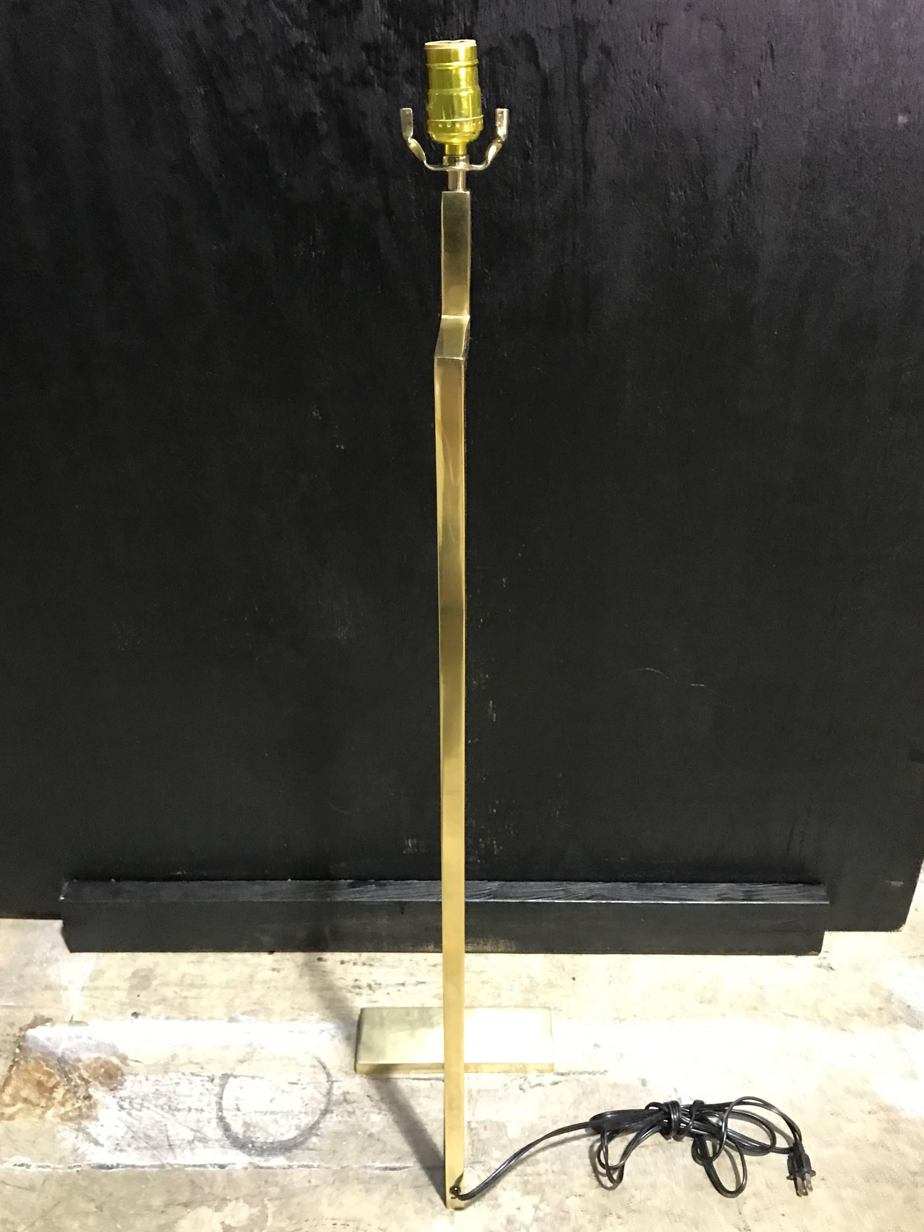 Pair of French Modern Brass Floor Lamps by Jacques Quinet For Sale 4