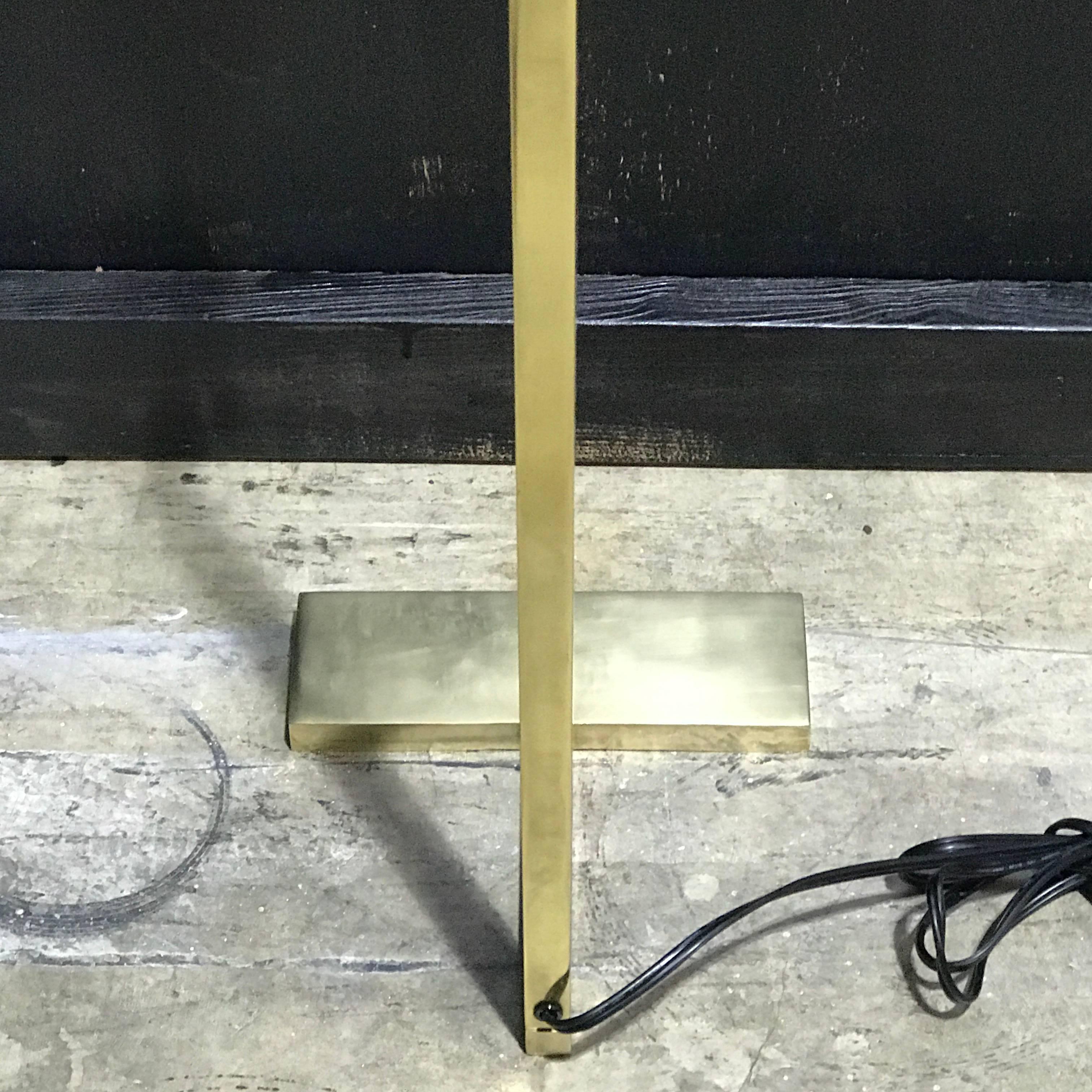 Pair of French Modern Brass Floor Lamps by Jacques Quinet For Sale 5
