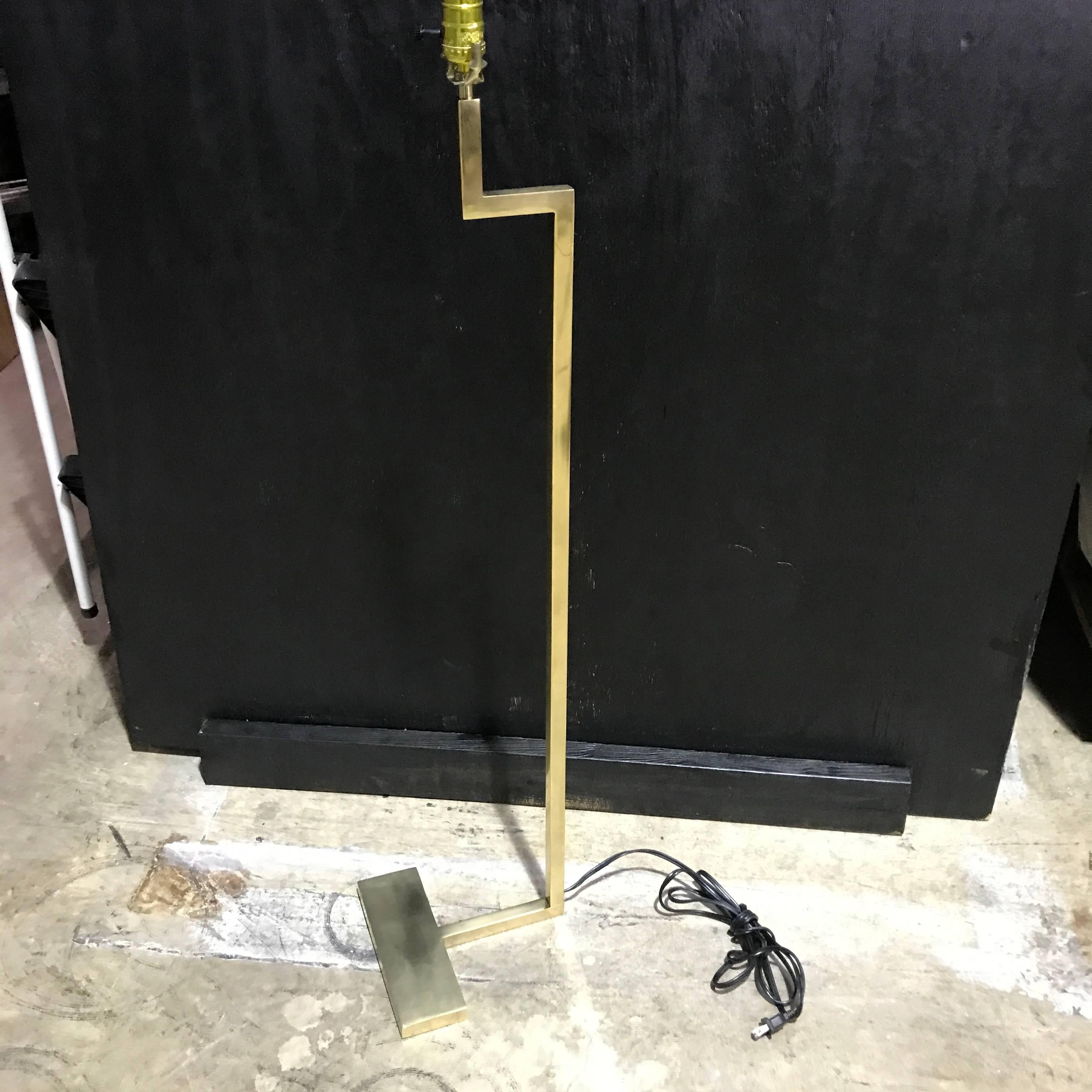 Pair of French Modern Brass Floor Lamps by Jacques Quinet For Sale 6