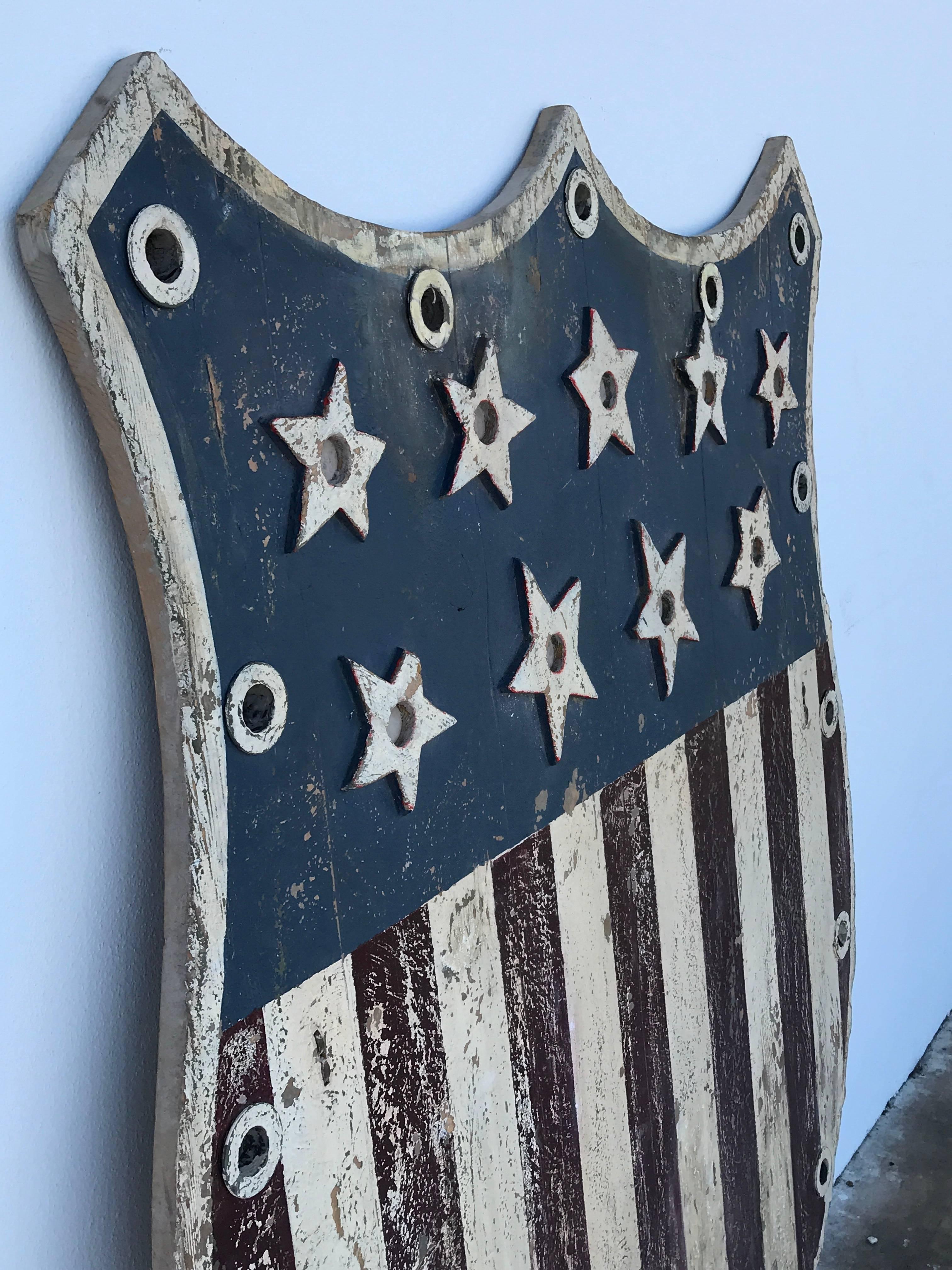 American Folk Art Flag Shield or Sign with Nine Stars 1