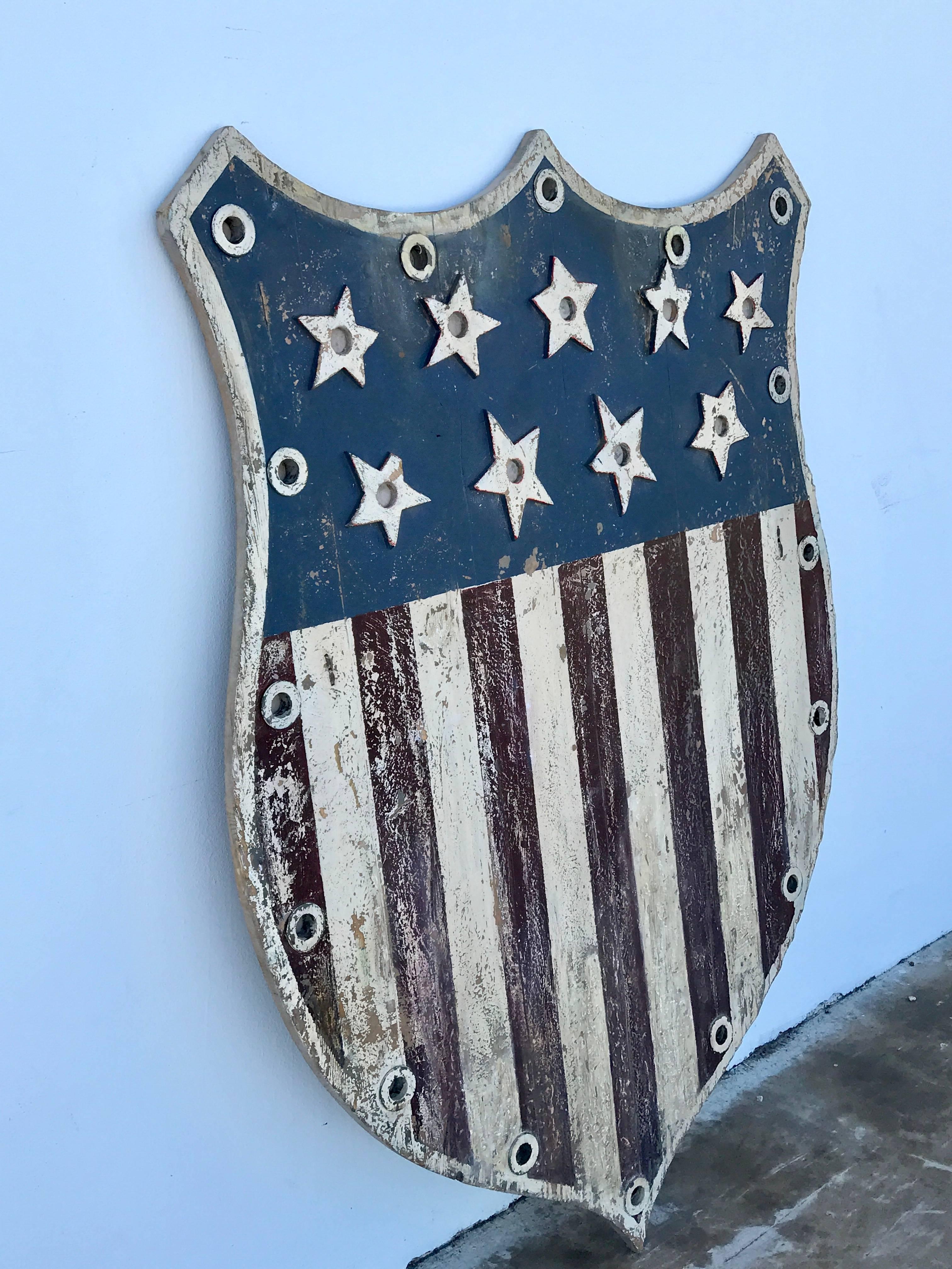 Paint American Folk Art Flag Shield or Sign with Nine Stars