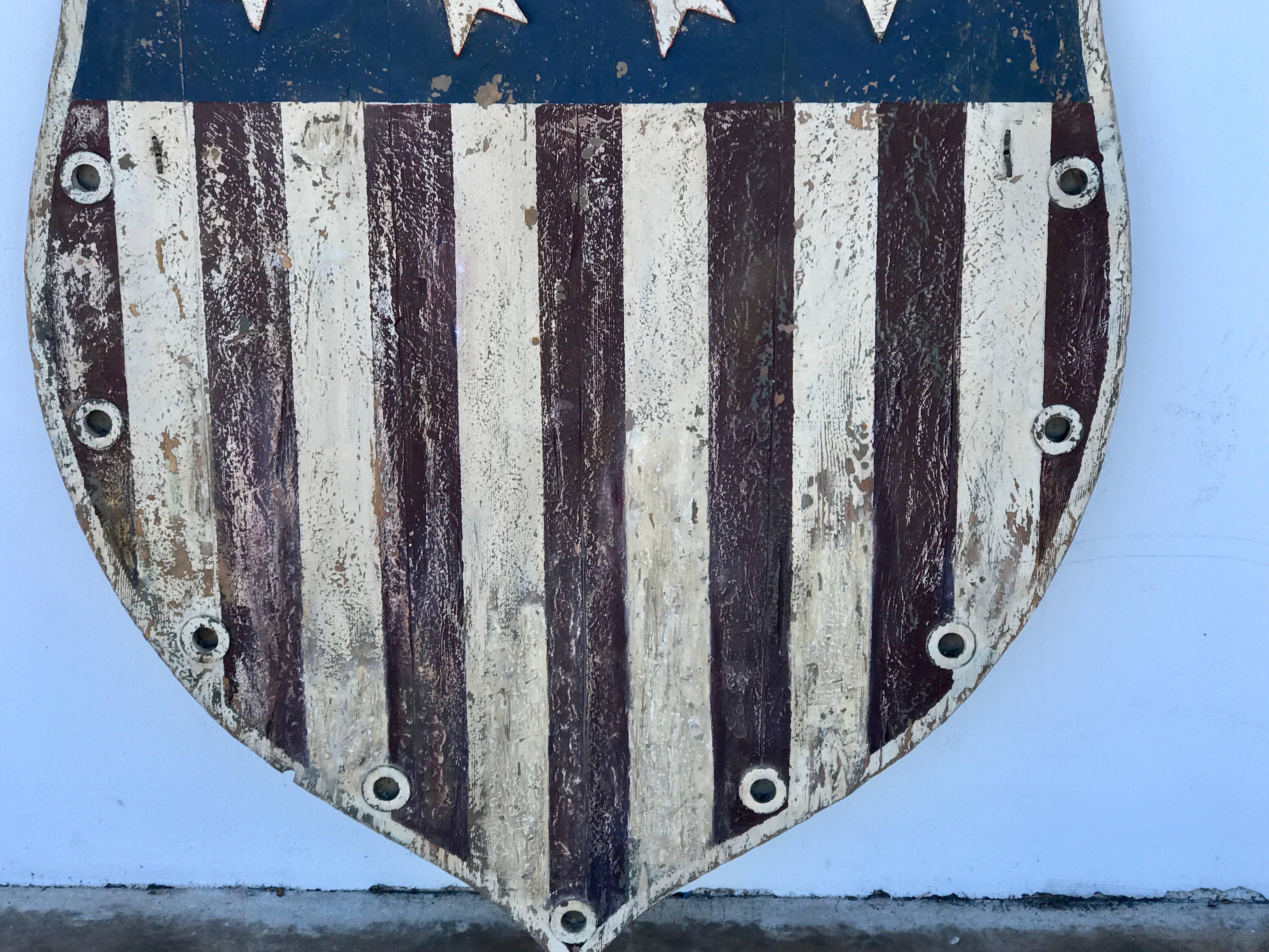 20th Century American Folk Art Flag Shield or Sign with Nine Stars