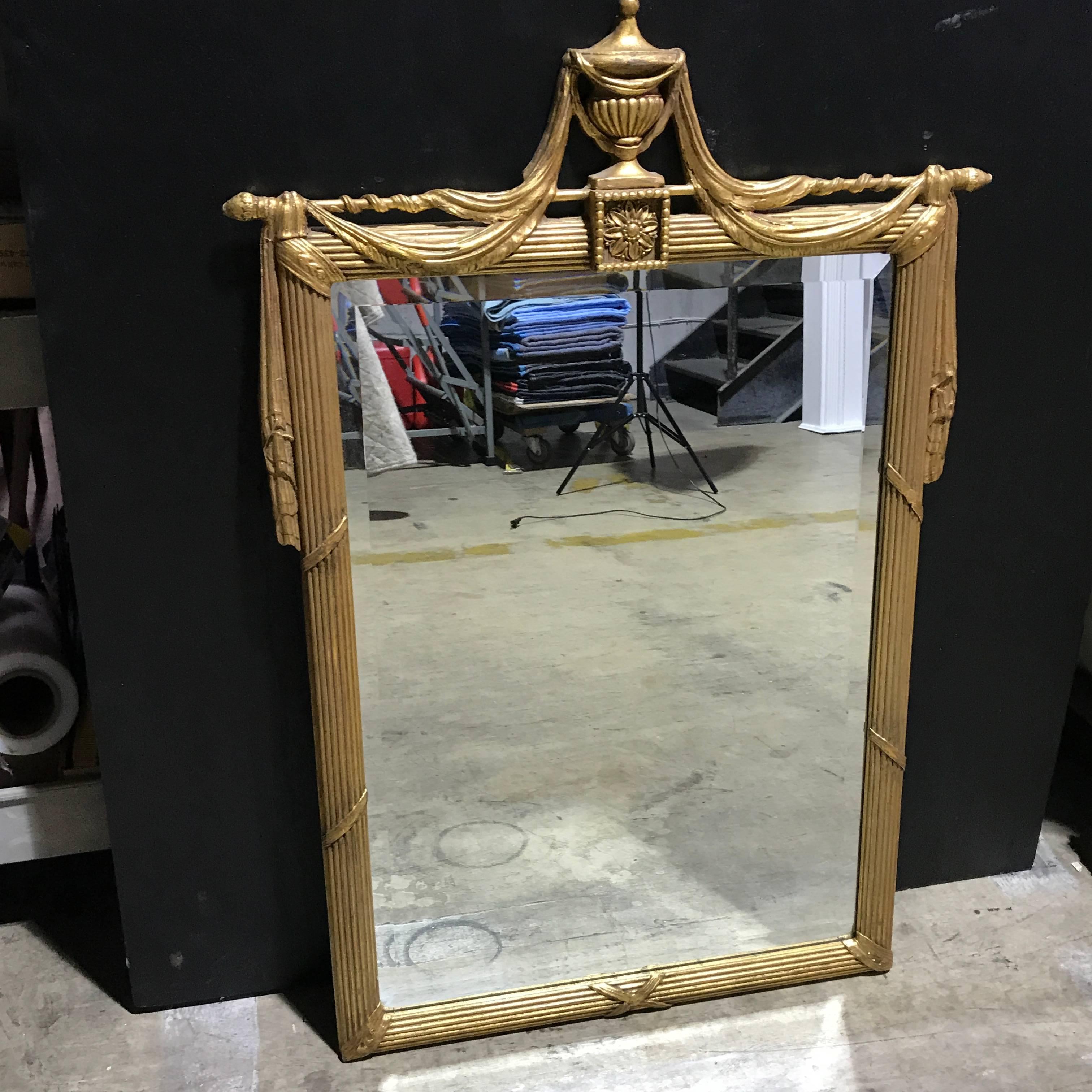 Giltwood Neoclassical Draped Mirror 1