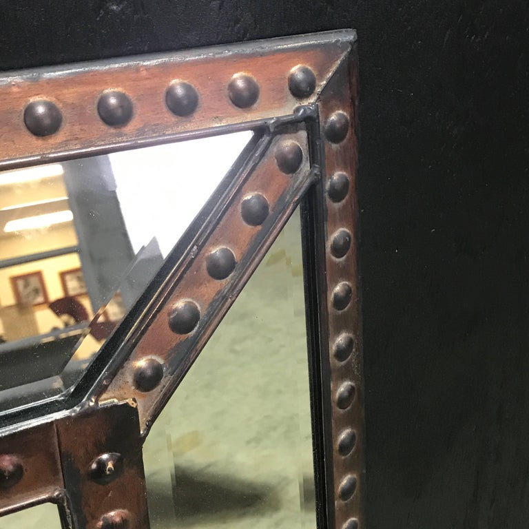 Industrial Copper Riveted Mirror For Sale at 1stDibs
