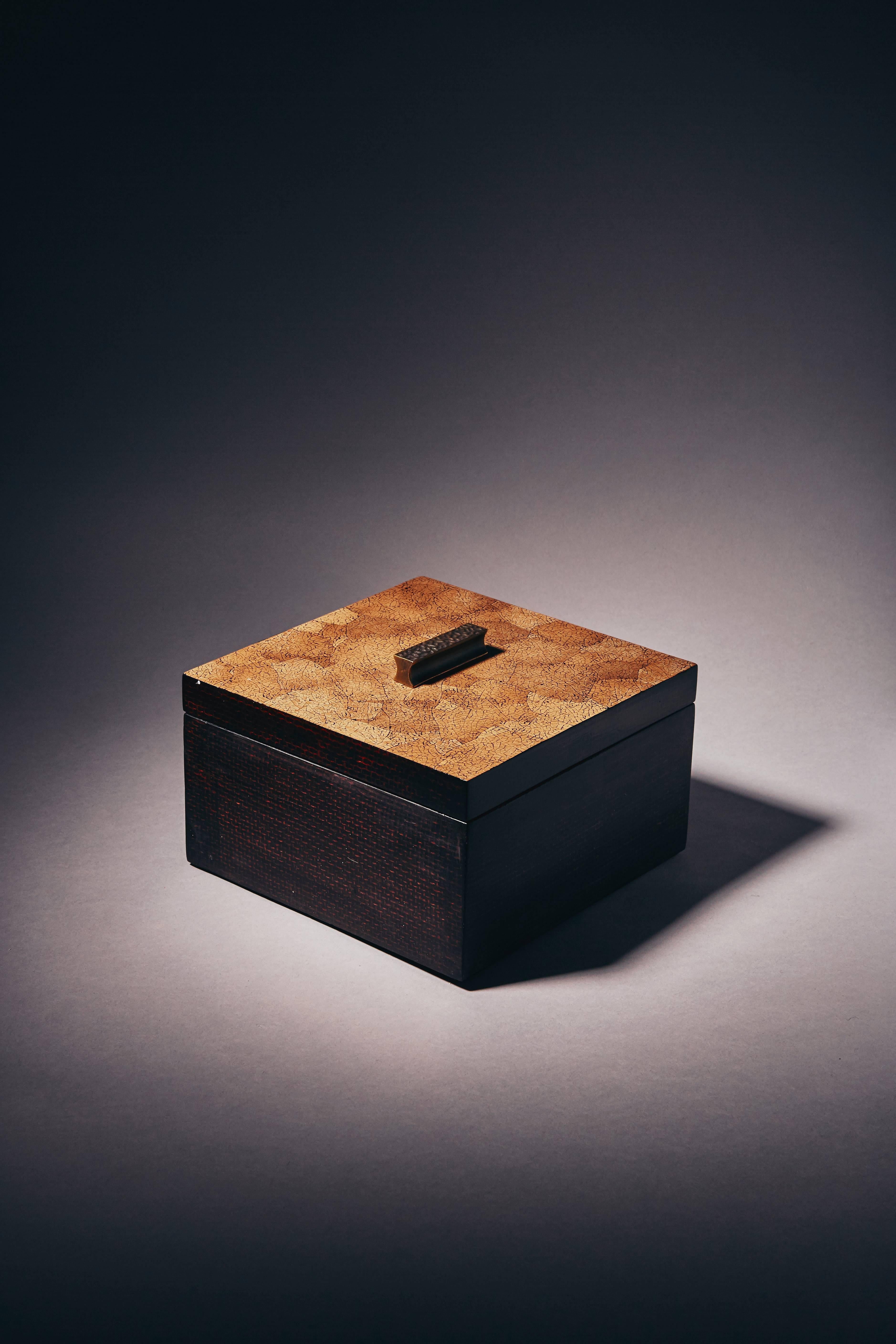 Lacquered Decorative Boxes, ELLA by Reda Amalou Design, 2016 - Brown Eggshell, Black For Sale