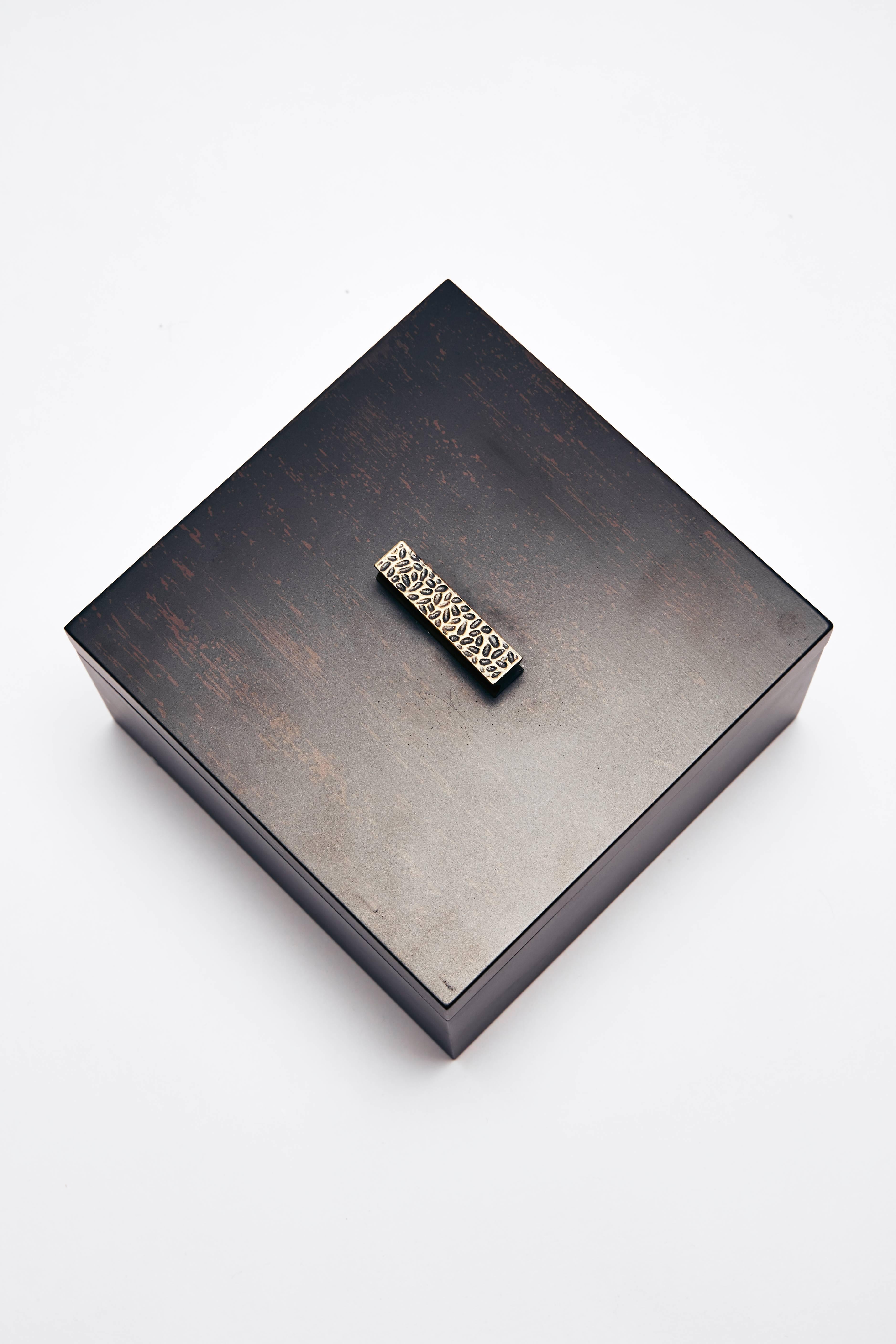 Minimalist Decorative Boxes, ELLA by Reda Amalou Design, 2016 - Black & Brown Lacquer For Sale