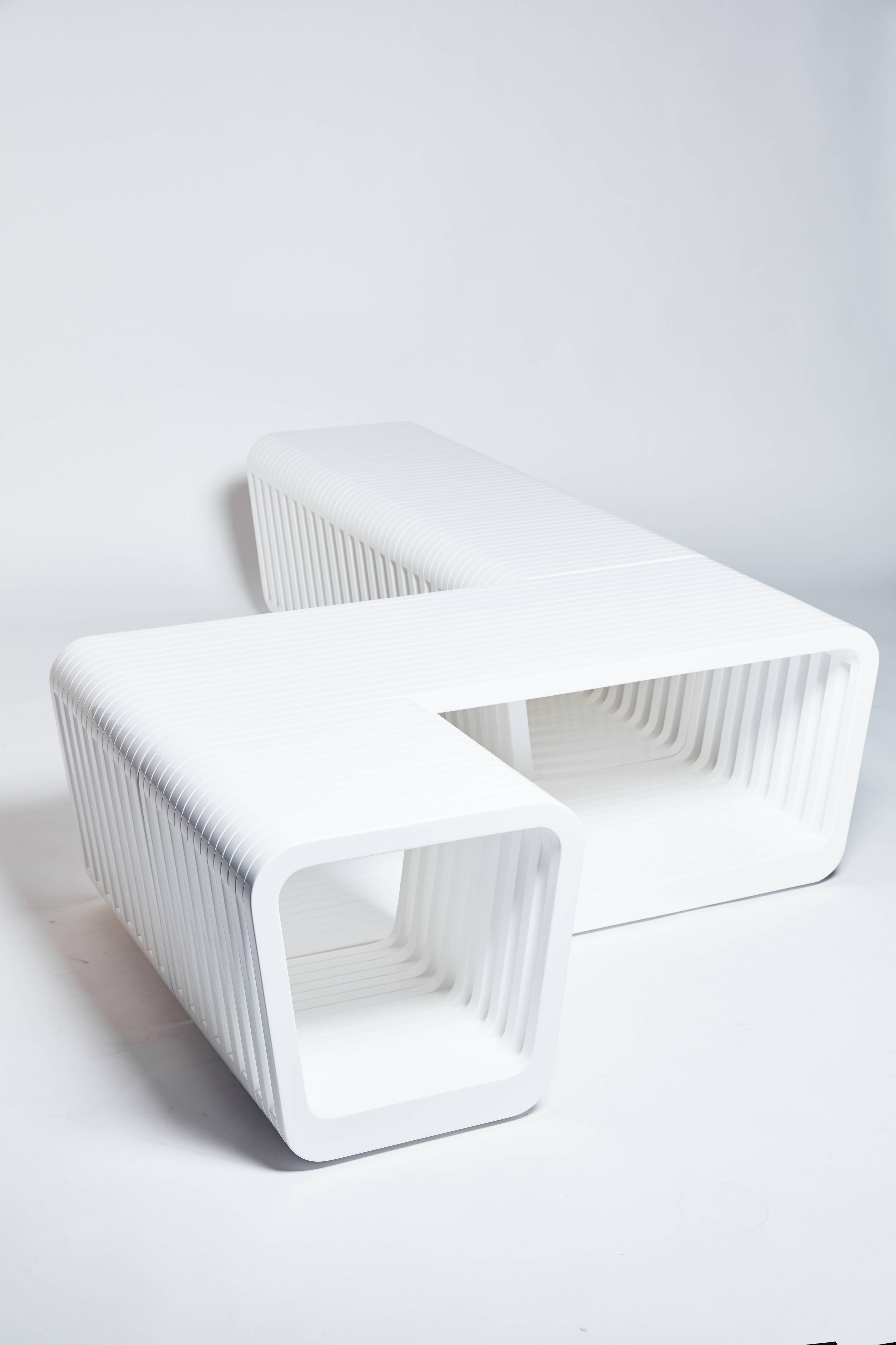 Bench or Coffee Table, LINK by Reda Amalou, 2016, White Lacquer For Sale 1