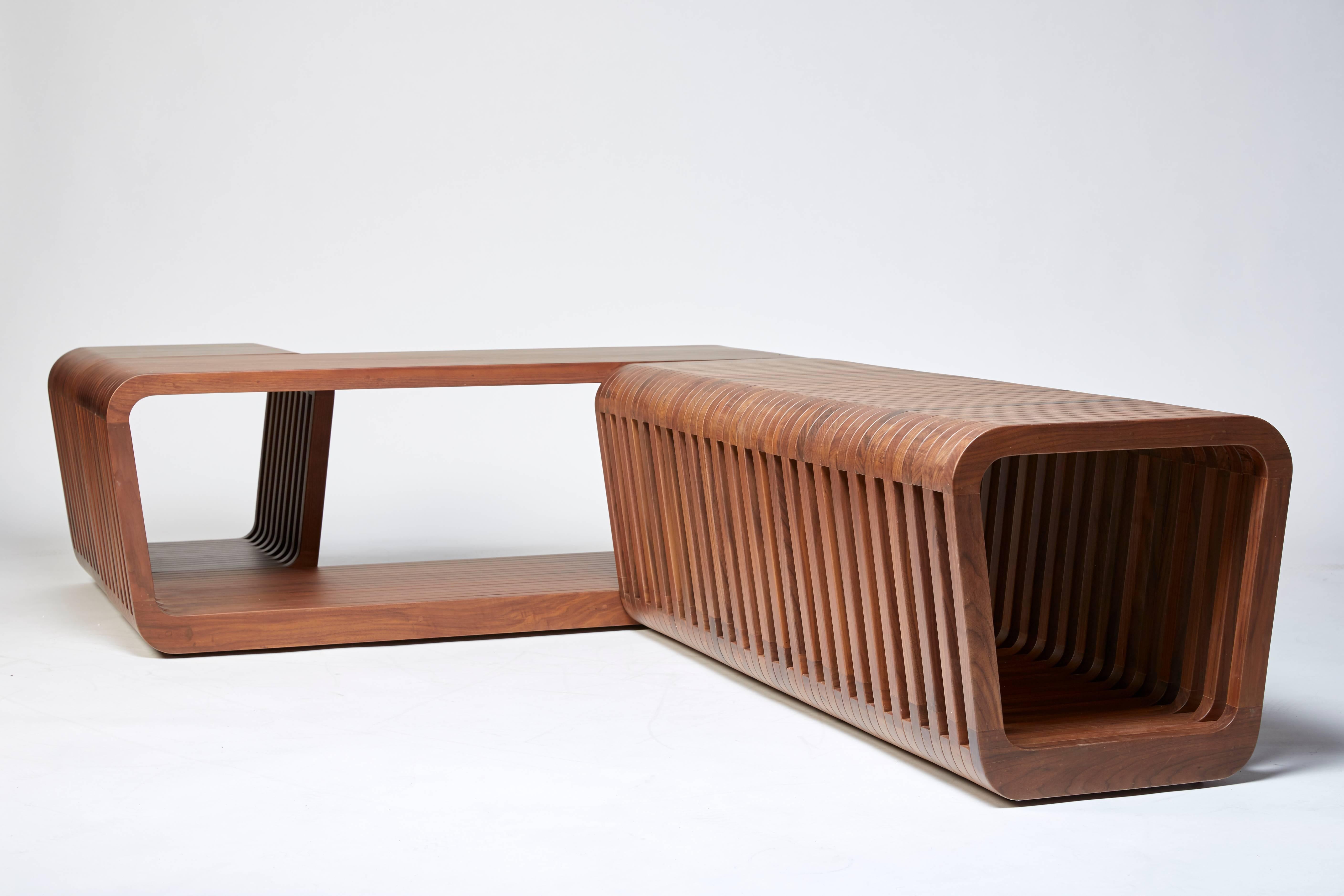 Modern Bench or Coffee Table, LINK by Reda Amalou, 2016, American Walnut For Sale