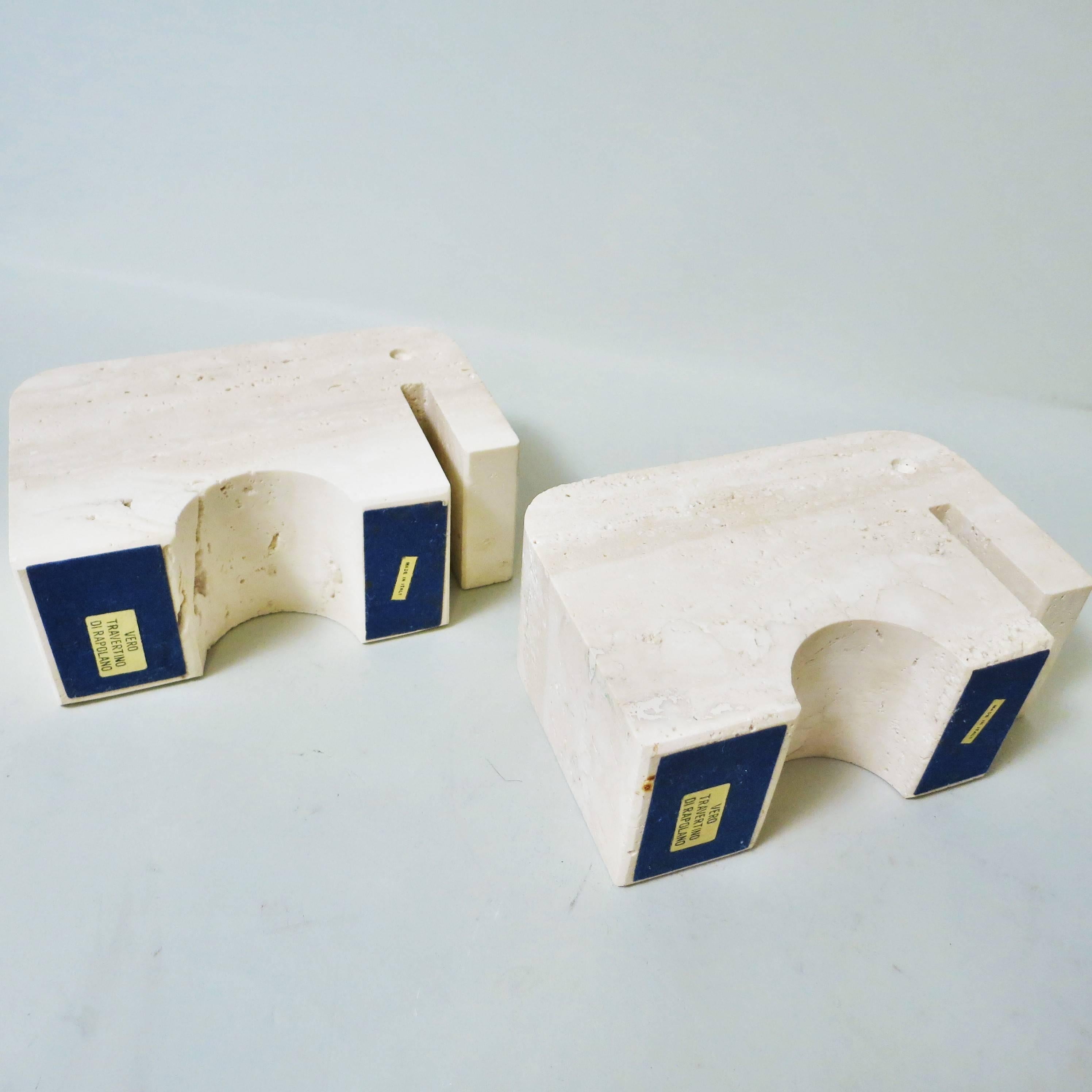 Italian Pair of Bookends Elephant in Travertine by Fratelli Mannelli, 1970
