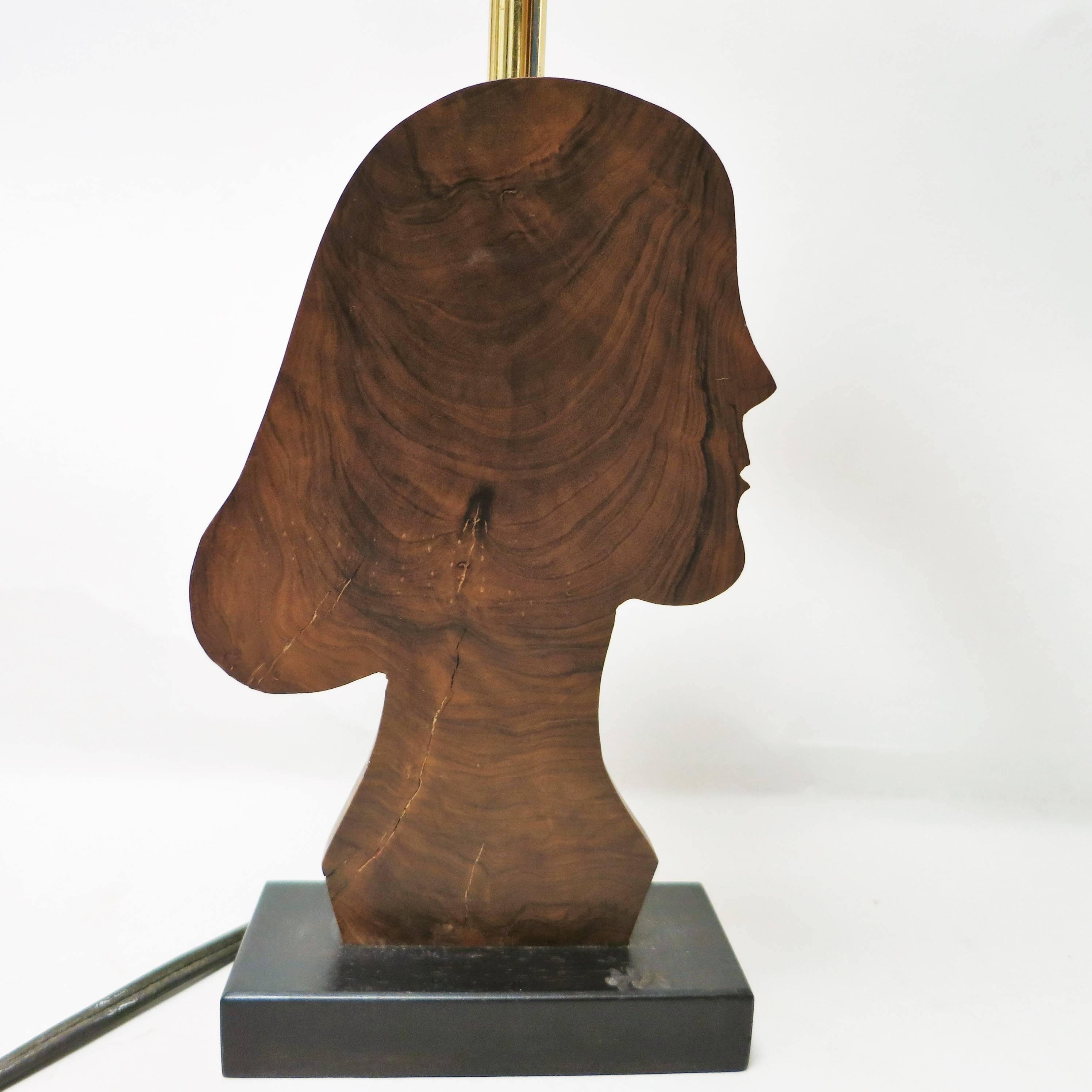 Gilt French Mid-Century Modern Silhouette Girl Lamp For Sale
