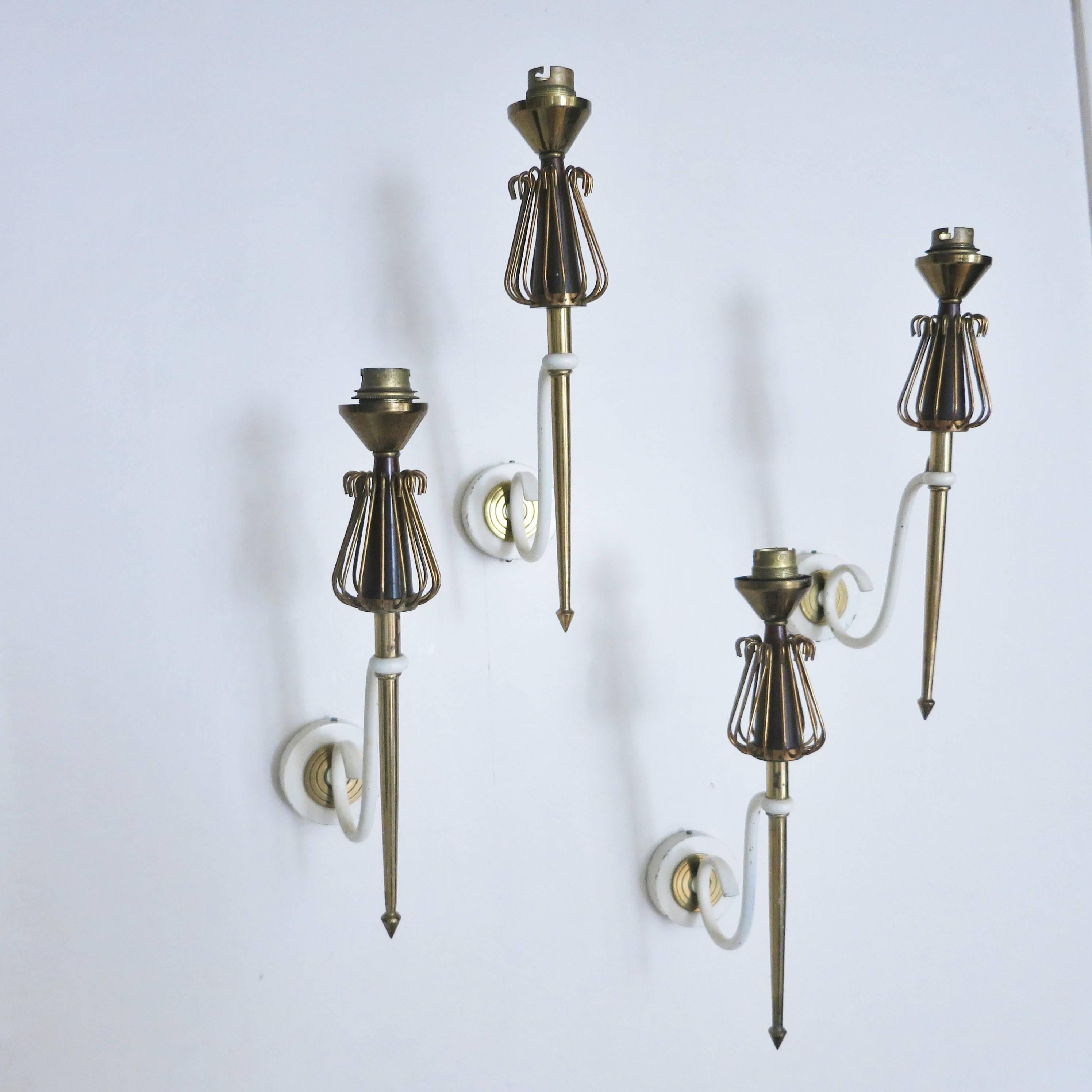 Set of Four French Mid-Century Modern Sconces by Maison Lunel For Sale 1