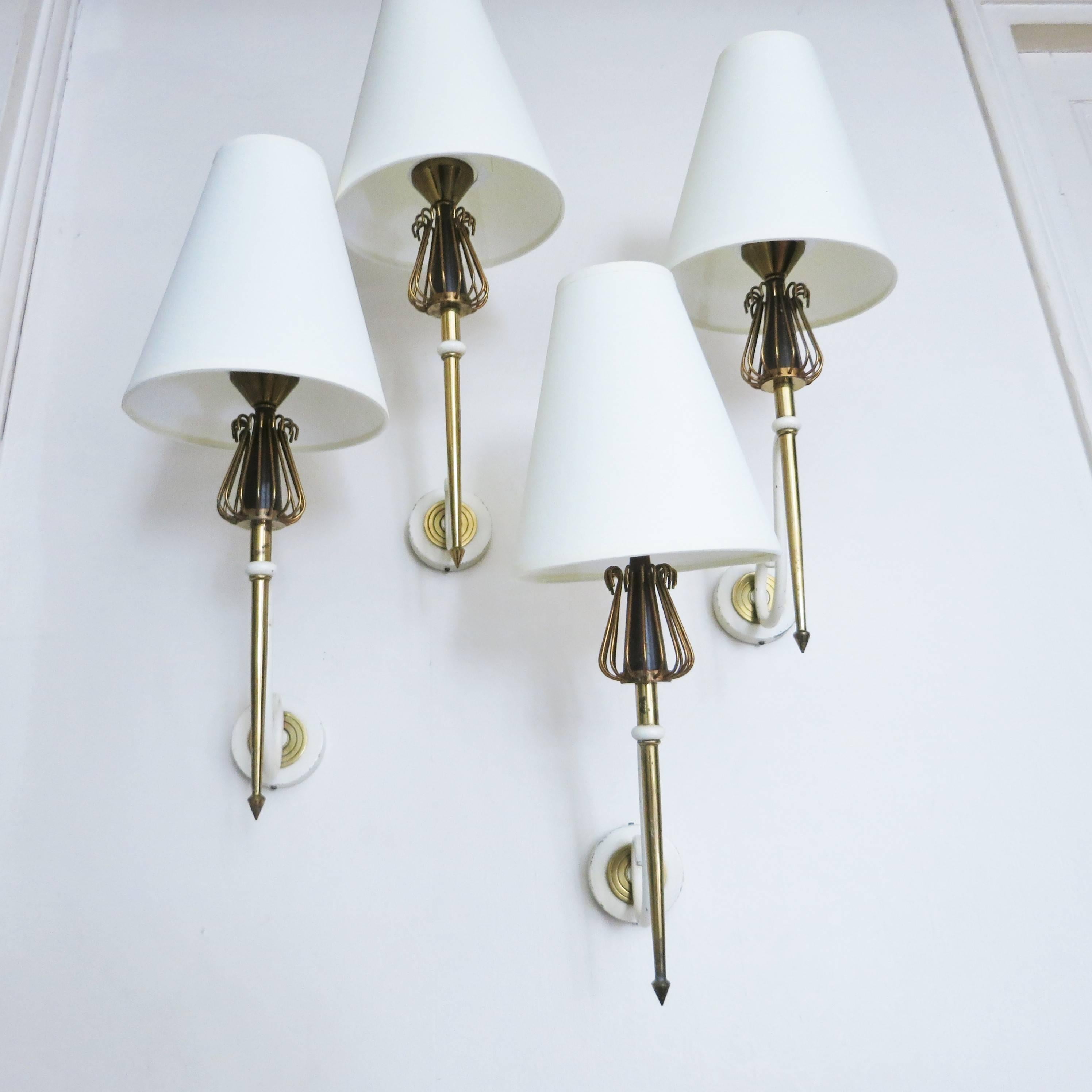 Set of Four French Mid-Century Modern Sconces by Maison Lunel For Sale 3