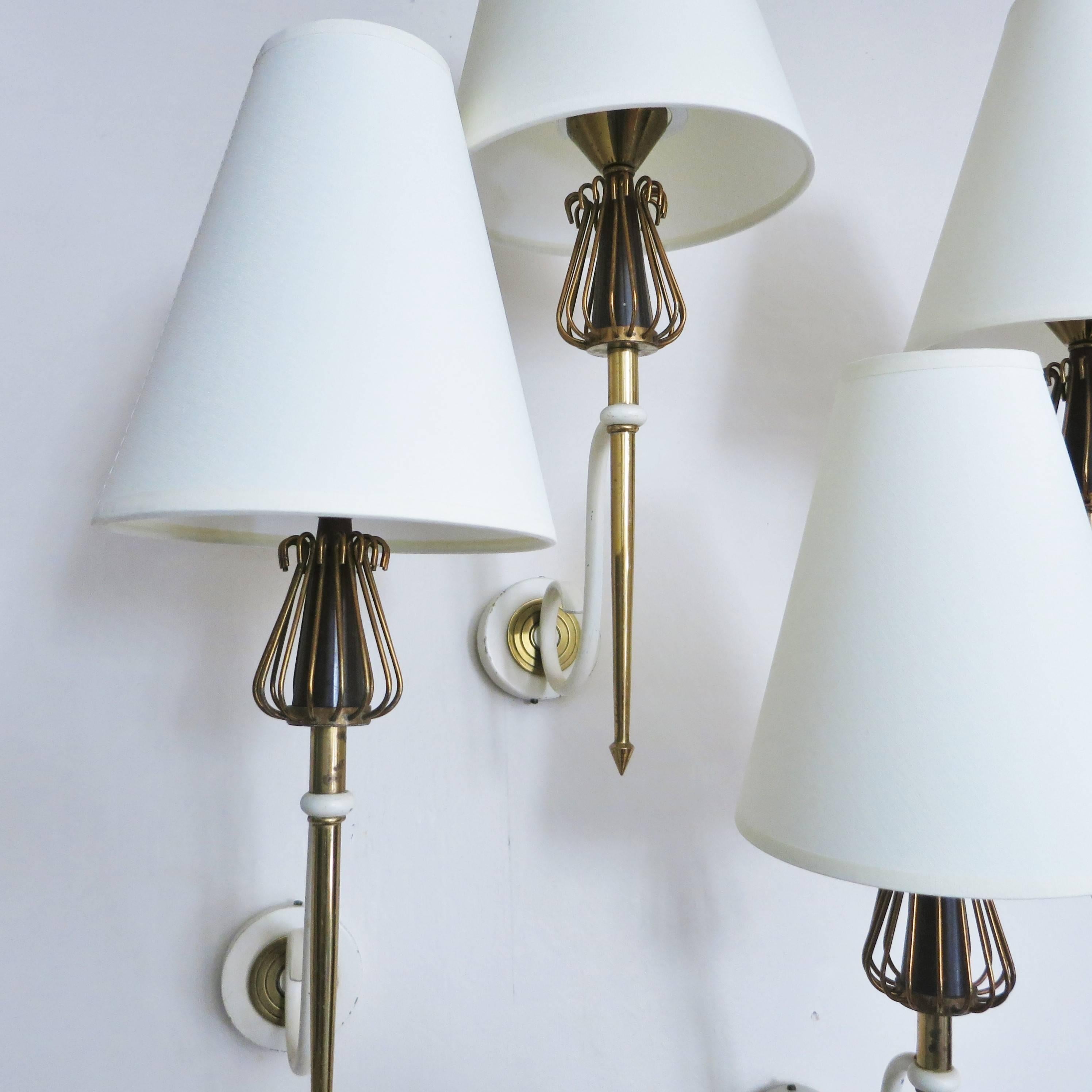 Set of Four French Mid-Century Modern Sconces by Maison Lunel For Sale 4