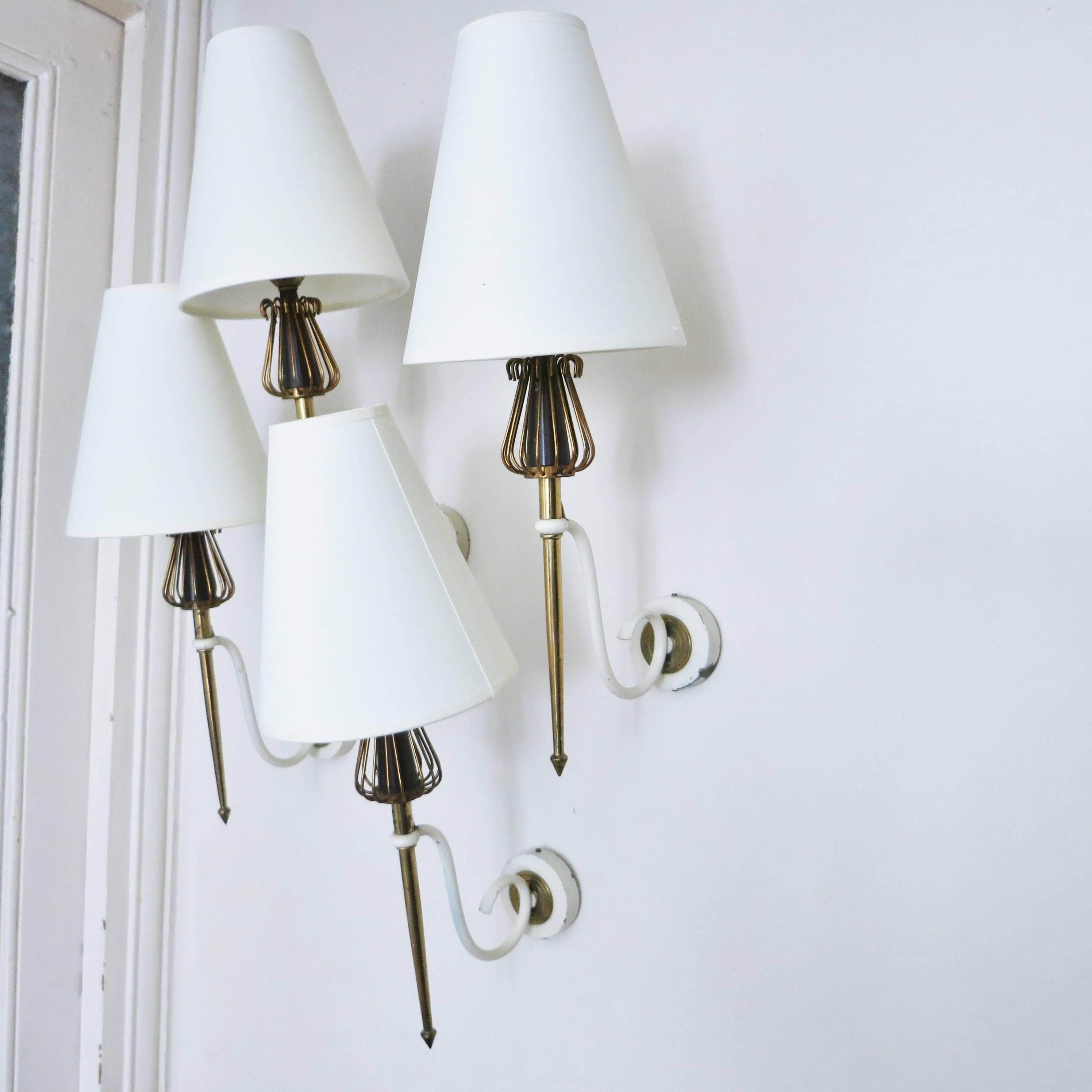 Set of Four French Mid-Century Modern Sconces by Maison Lunel For Sale 5