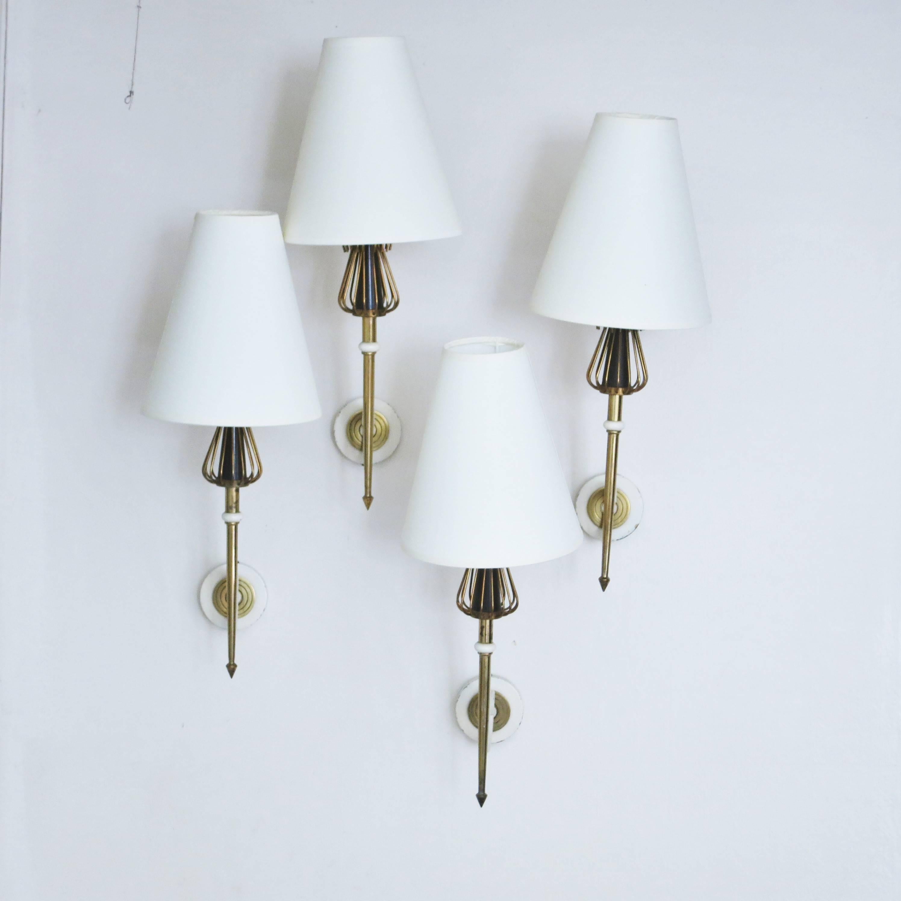 Set of Four French Mid-Century Modern Sconces by Maison Lunel For Sale 6