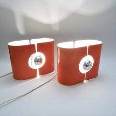 Pair of Orange Bedside Lamps by Stilux Milano, 1960s