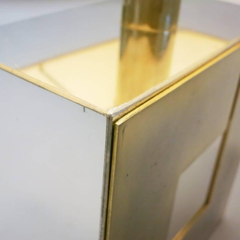 Graphical Brass and Chrome Lamp by Willy Rizzo, 1970s In Good Condition In Paris, FR